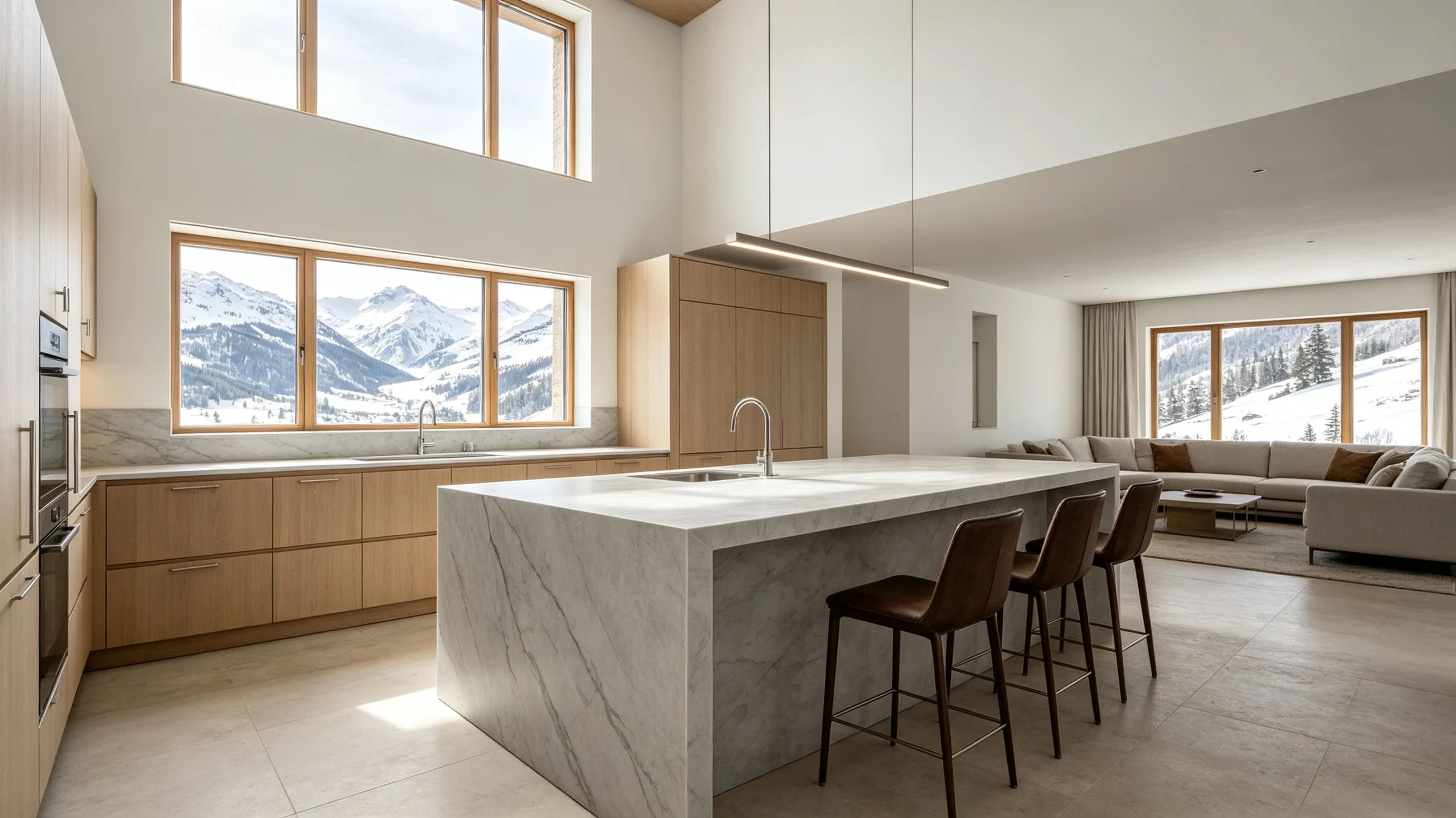 Calacatta Camouflage Honed Stone Basyx Marble Kitchen Island