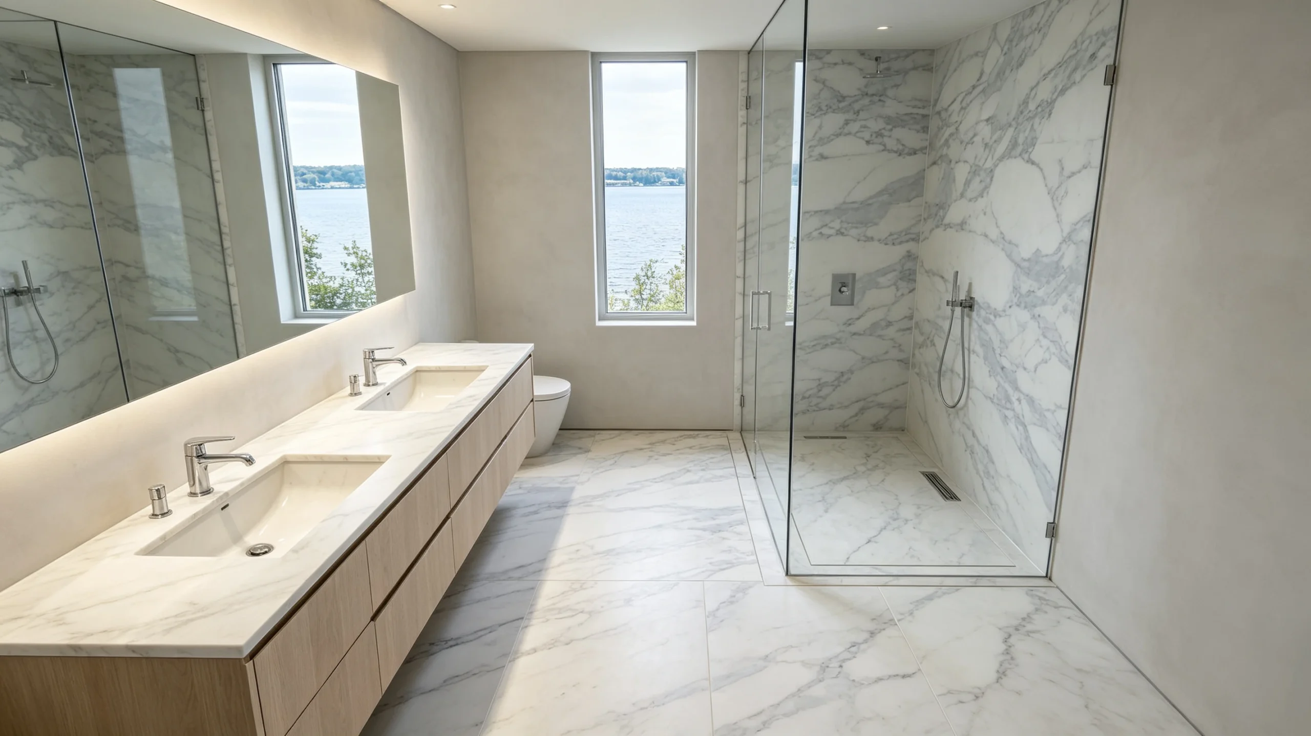 Calacatta Carrara Rq Marble Bathroom Floor