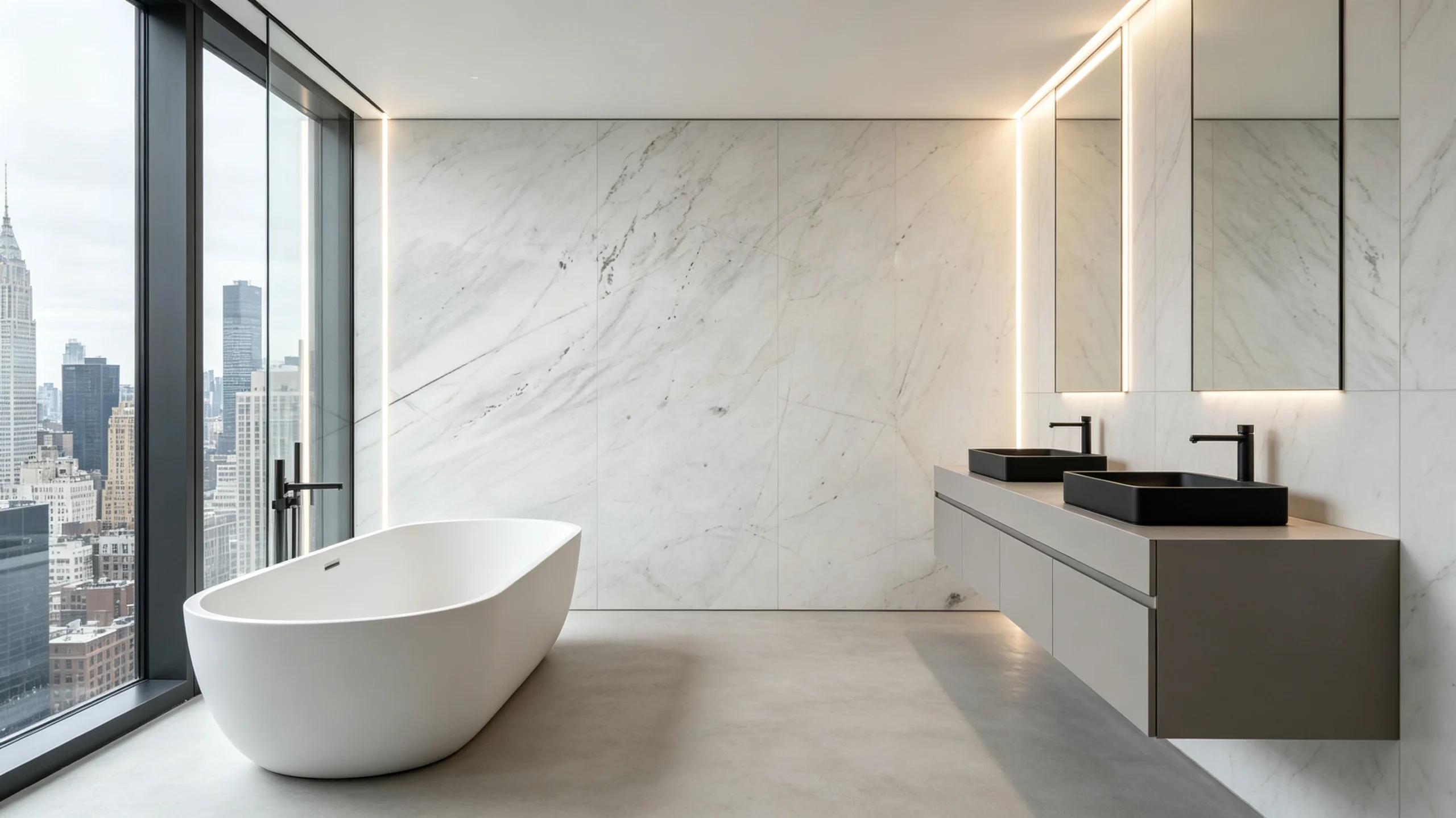 Calacatta Castelo Stone Basyx Marble Bathroom Wall