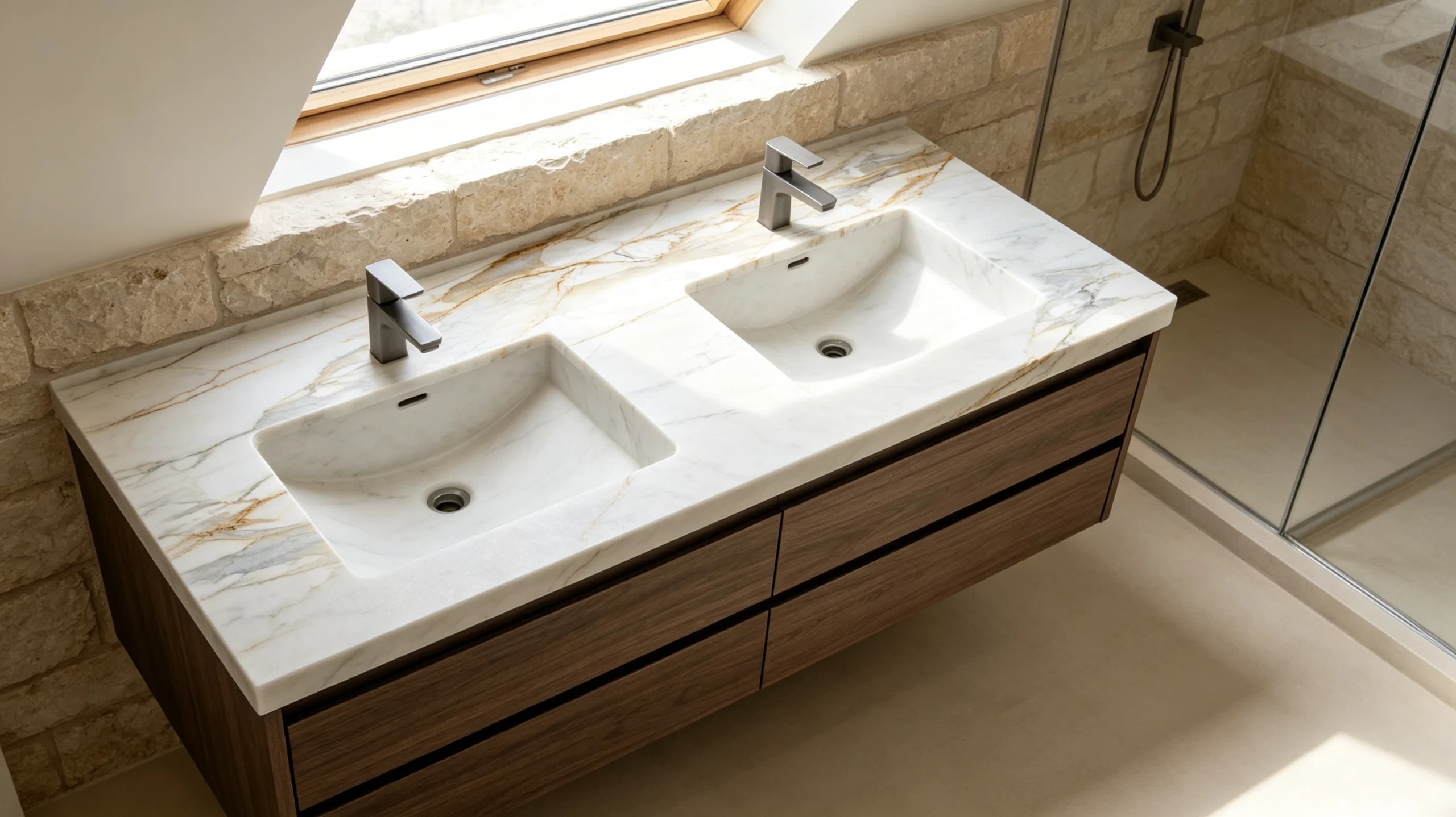 Calacatta Macchia Vecchia Honed Premium Marbl Marble Bathroom Vanity