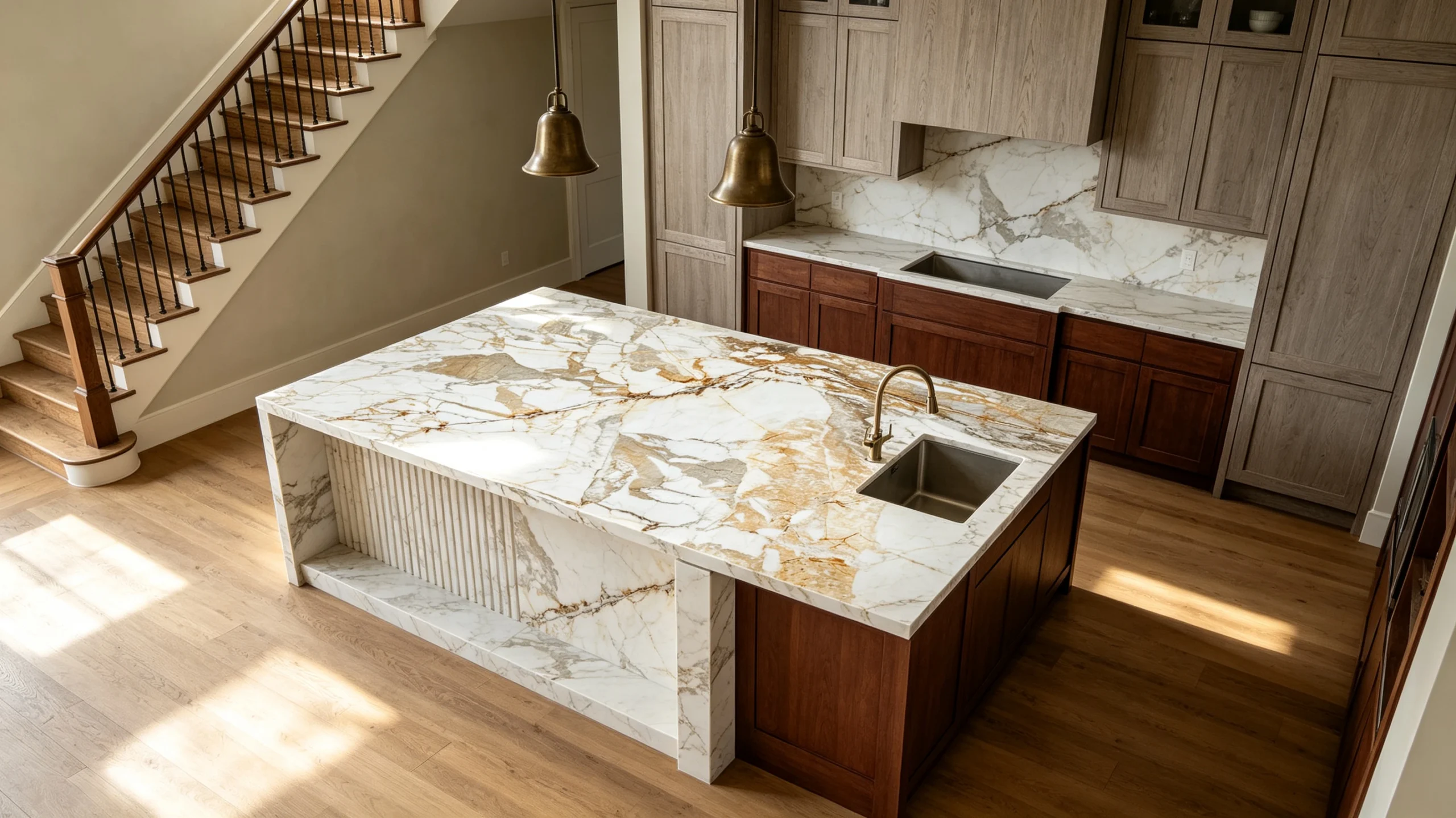 Calacatta Macchia Vecchia Rq Marble Kitchen Island