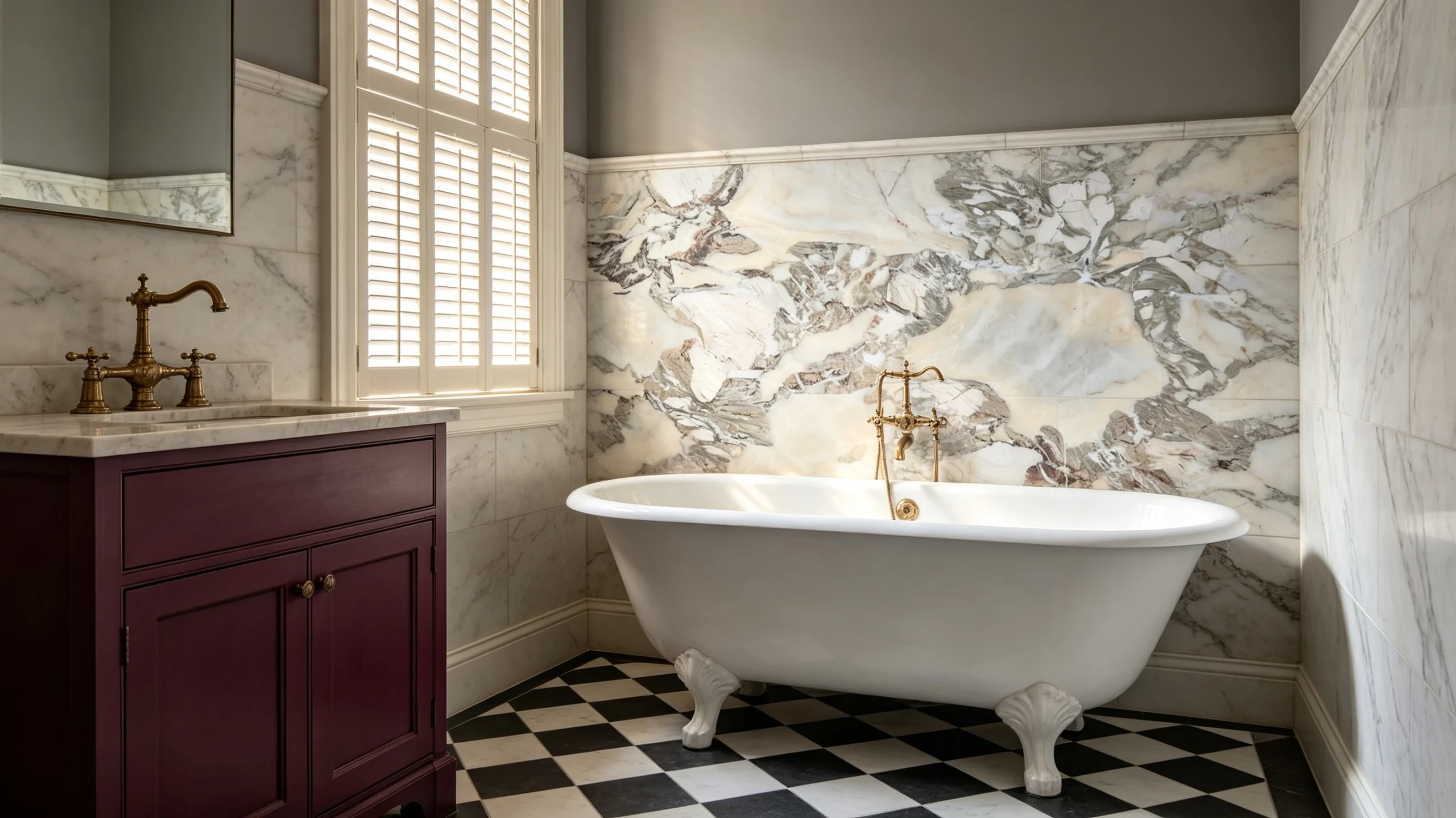 Calacatta Monet Premium Stone Basyx Marble Bathroom Wall