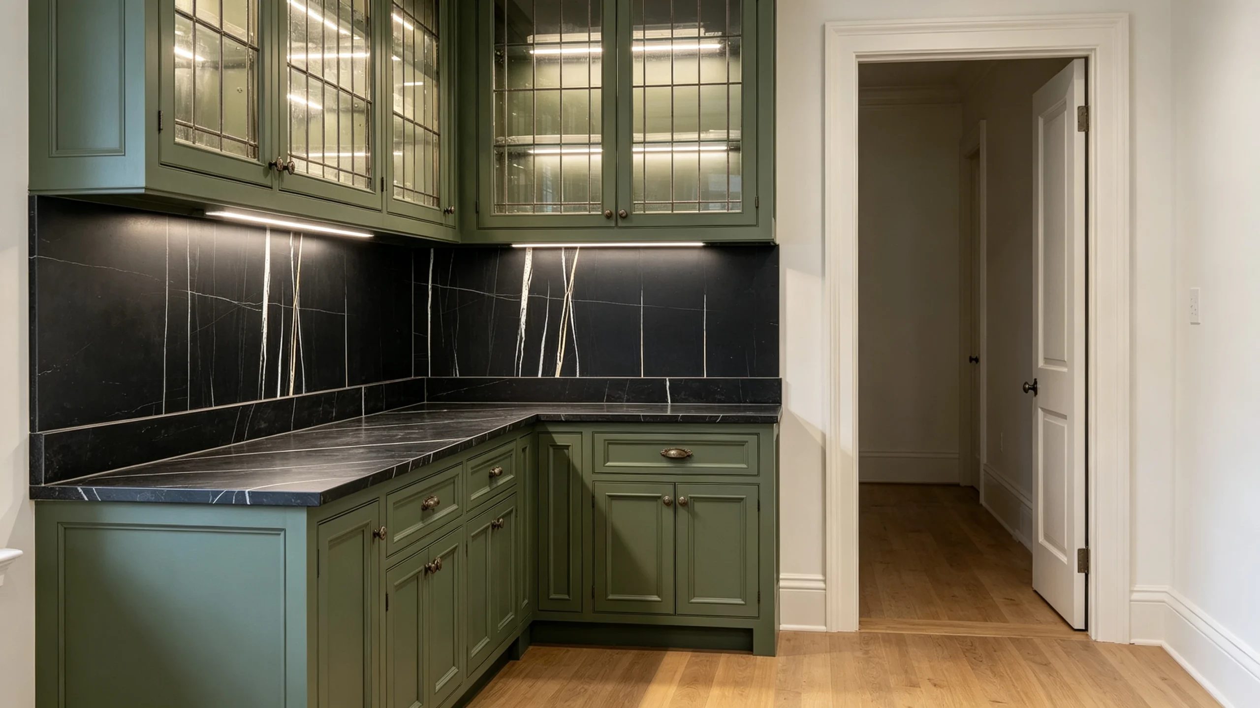 Calacatta Sahara Noir Stone Basyx Marble Butler Pantry