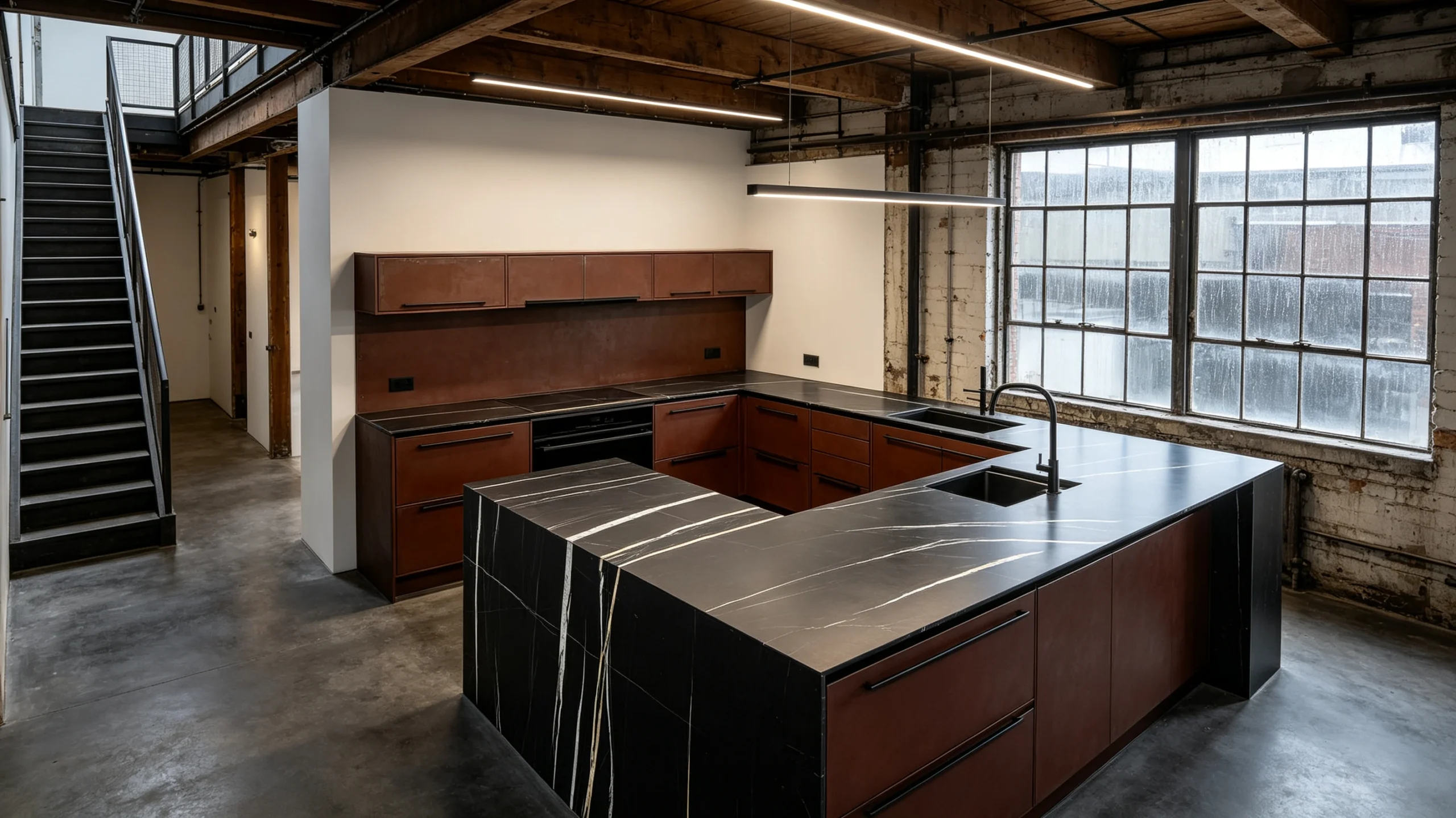 Calacatta Sahara Noir Stone Basyx Marble Kitchen Countertop