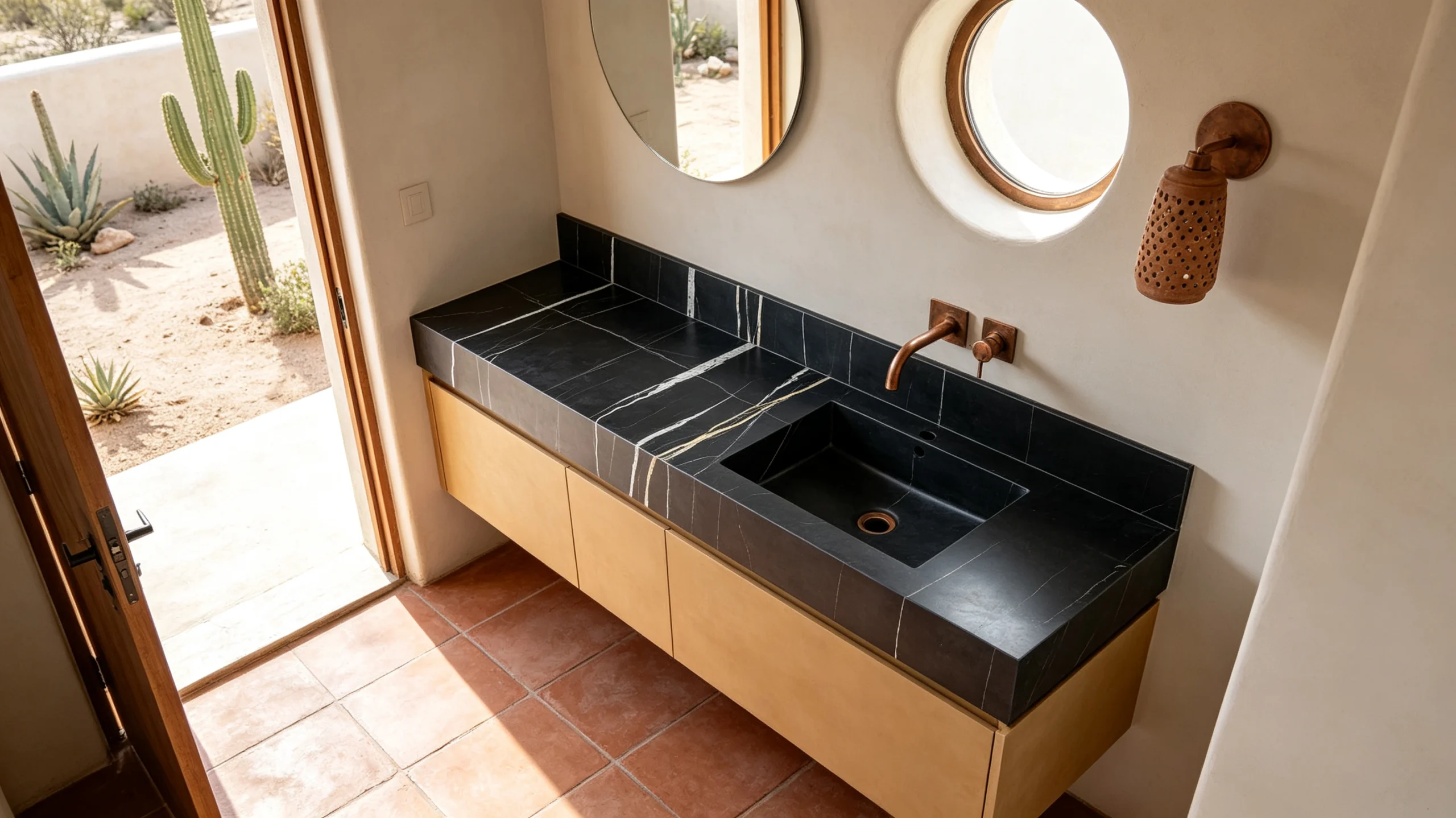 Calacatta Sahara Noir Stone Basyx Marble Wash Station