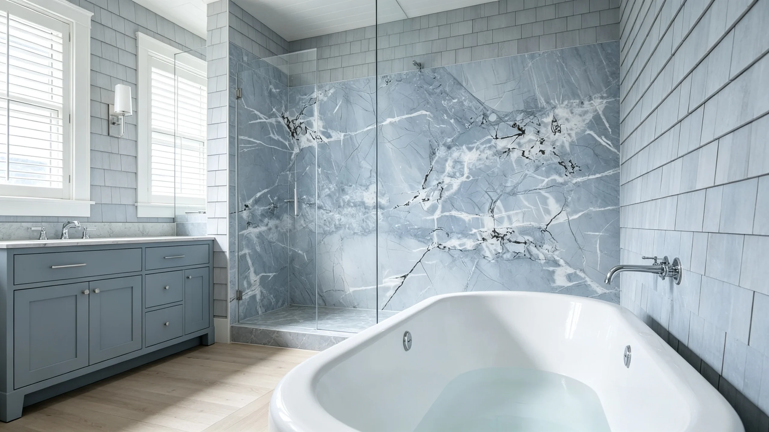 Calacatta Vaticano Stone Basyx Marble Bathroom Wall