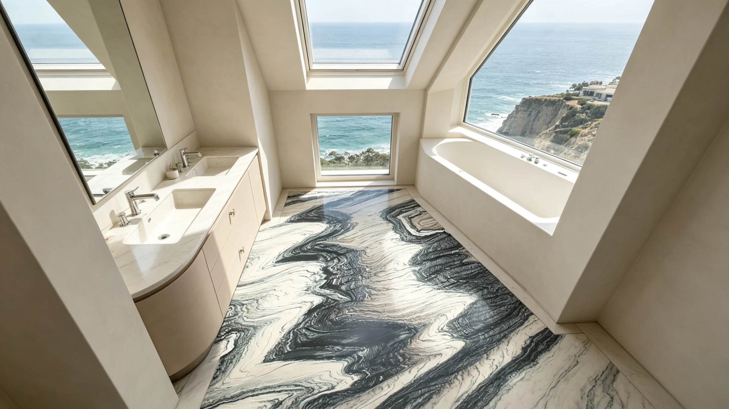 Cipollino Ondulato Rq Marble Bathroom Floor