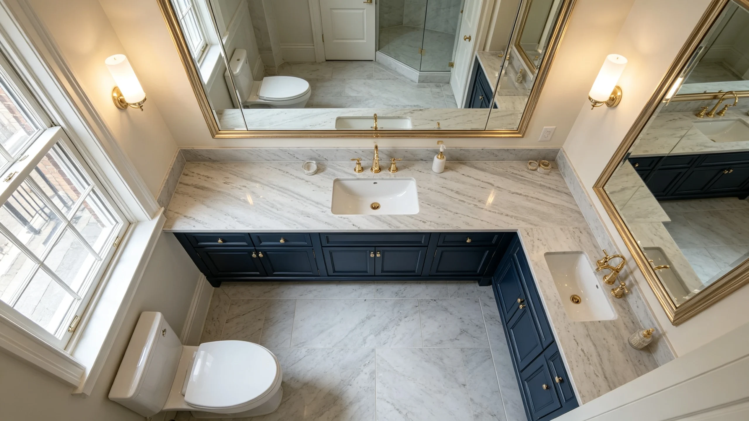 Classic Gray Zucchi Stones Marble Bathroom Floor