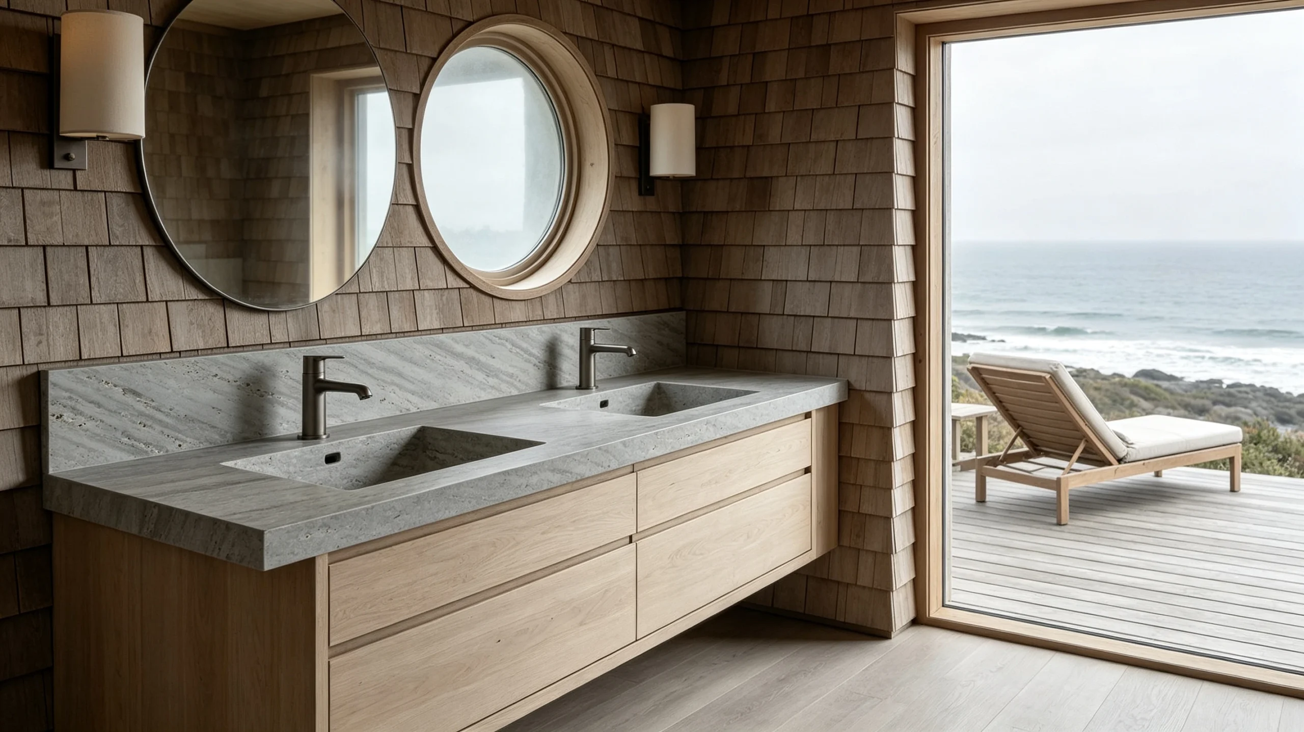 Classic Gray Zucchi Stones Marble Bathroom Vanity