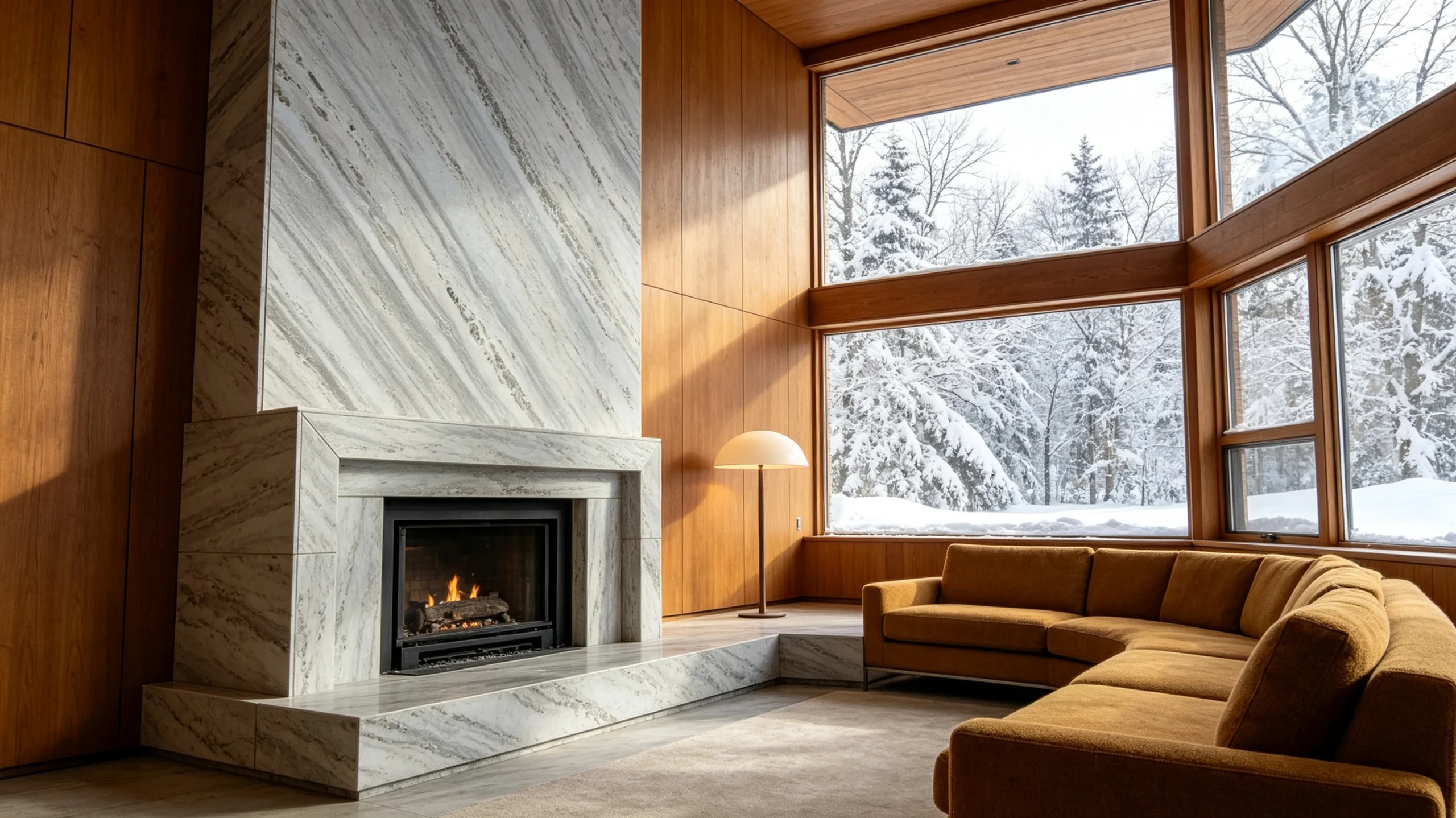 Classic Gray Zucchi Stones Marble Fireplace Surround
