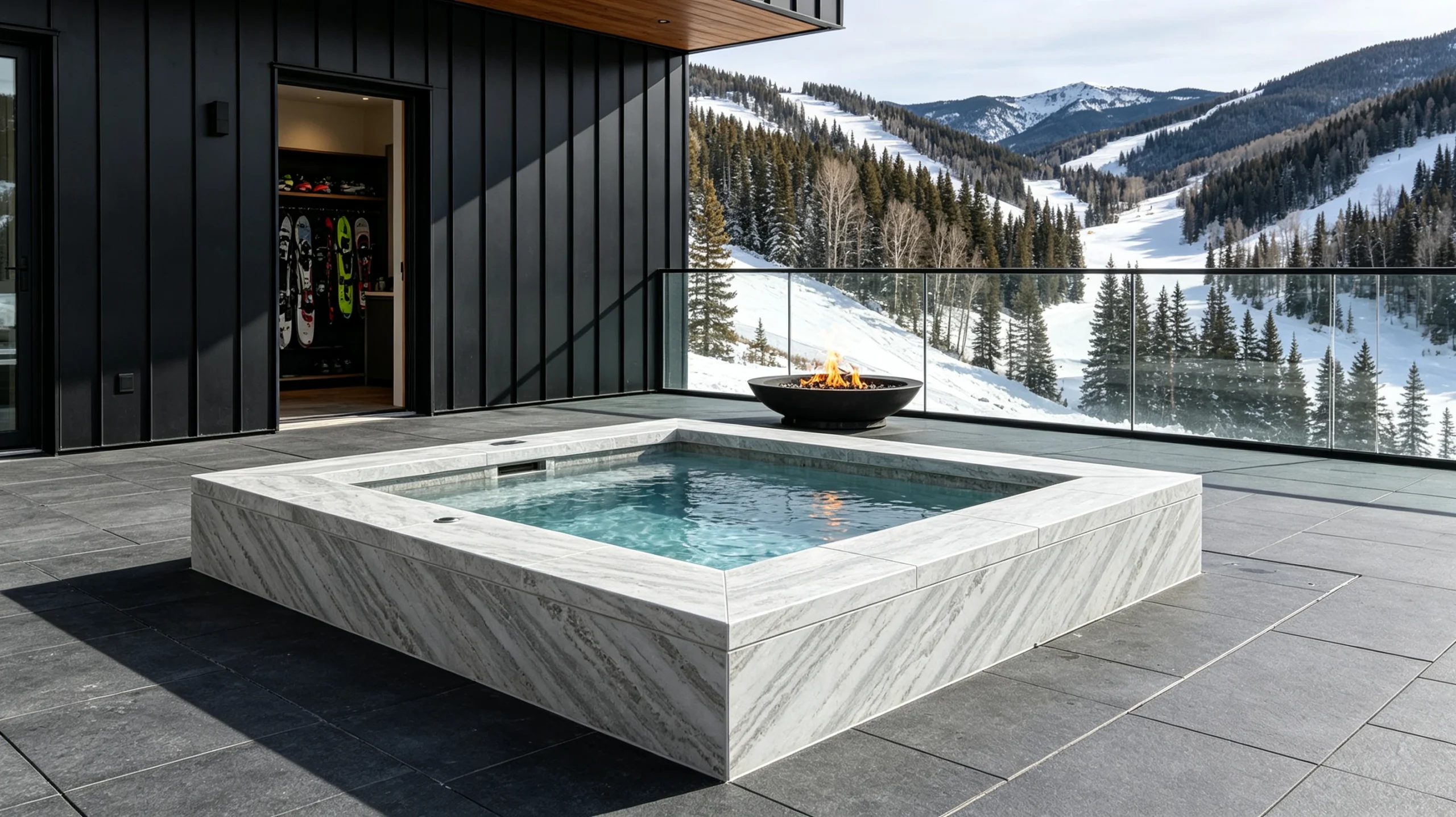 Classic Gray Zucchi Stones Marble Hot-tub Surround