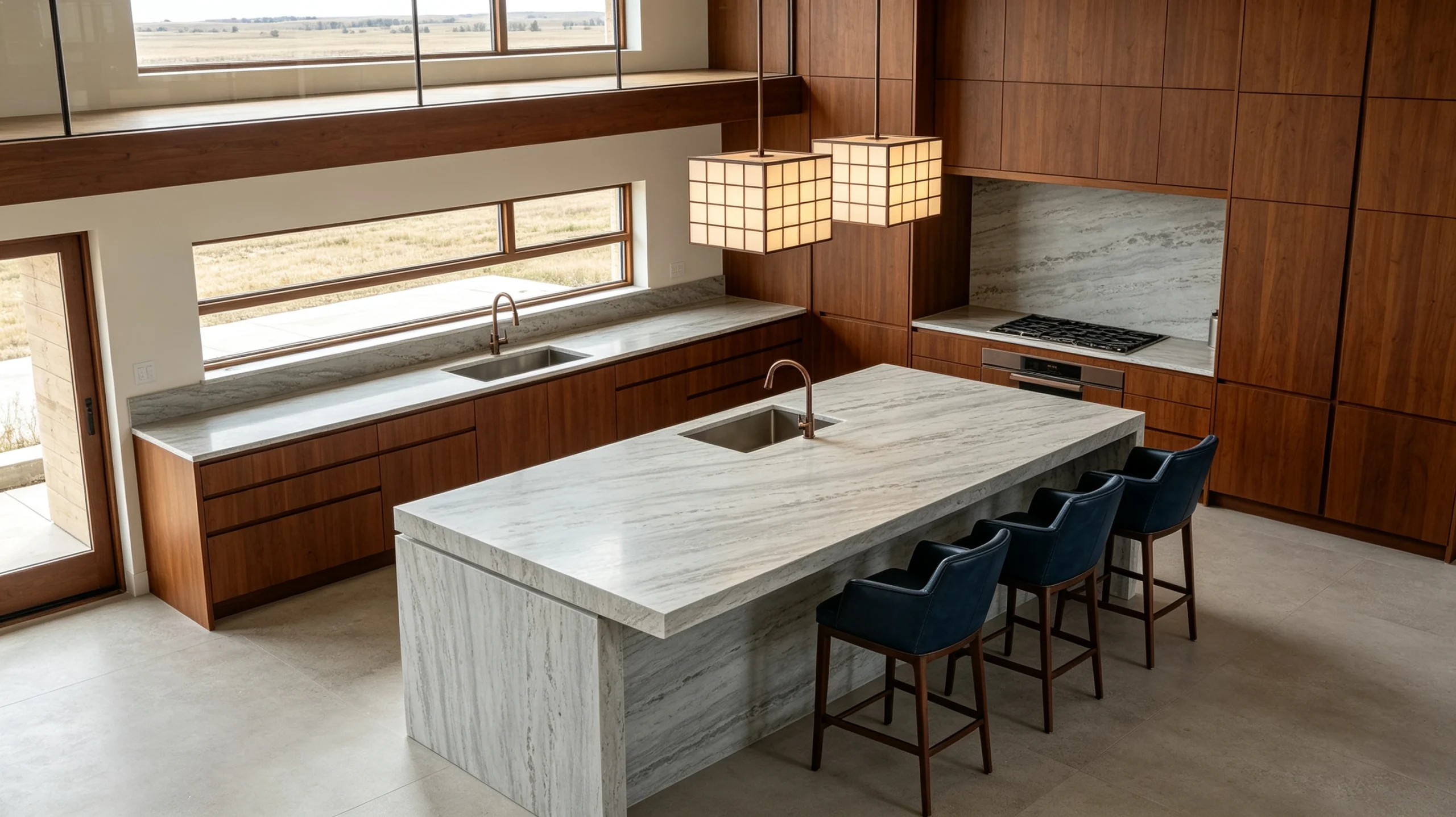Classic Gray Zucchi Stones Marble Kitchen Island