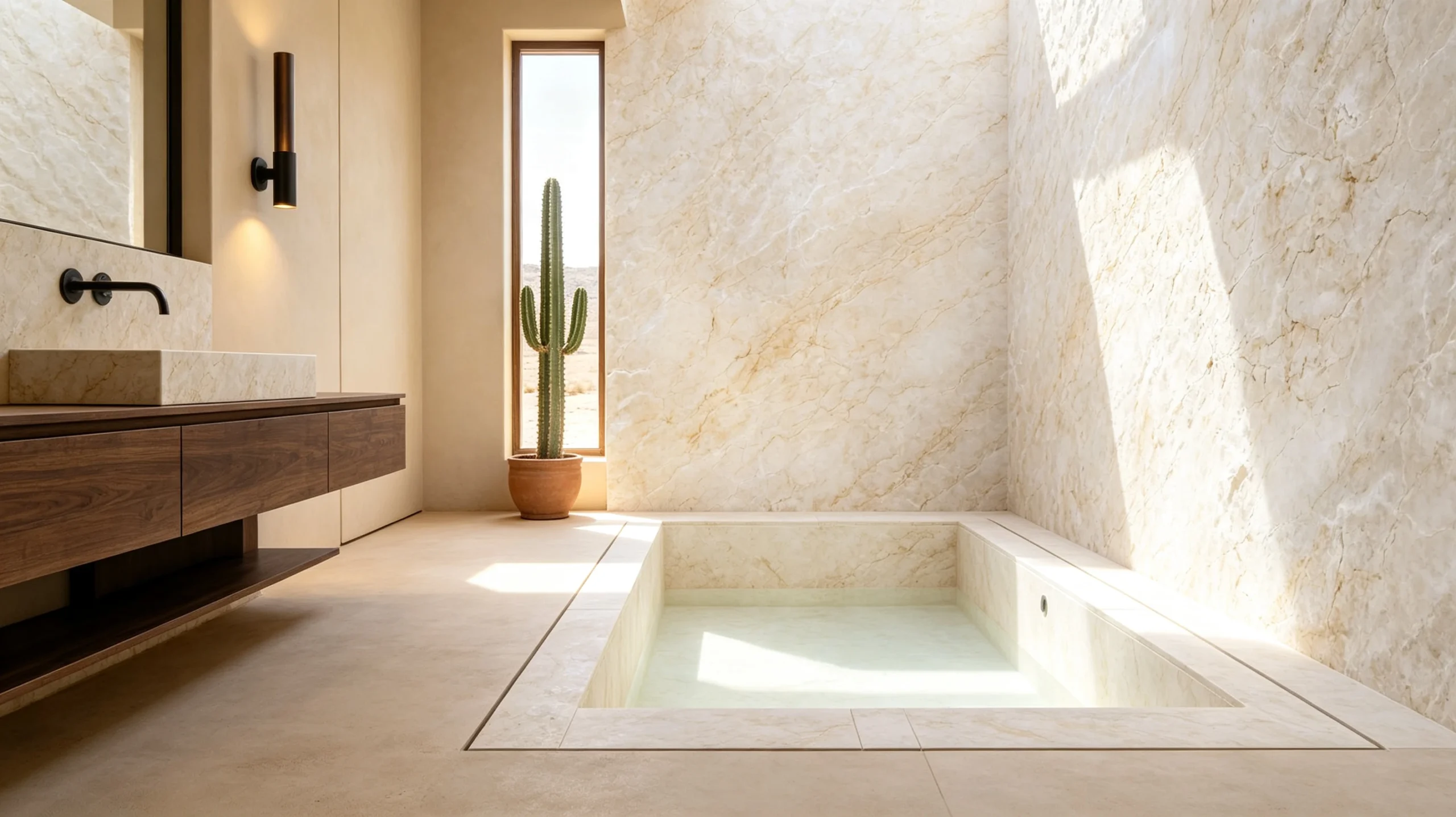 Crema Marfil Marble Bathroom Wall
