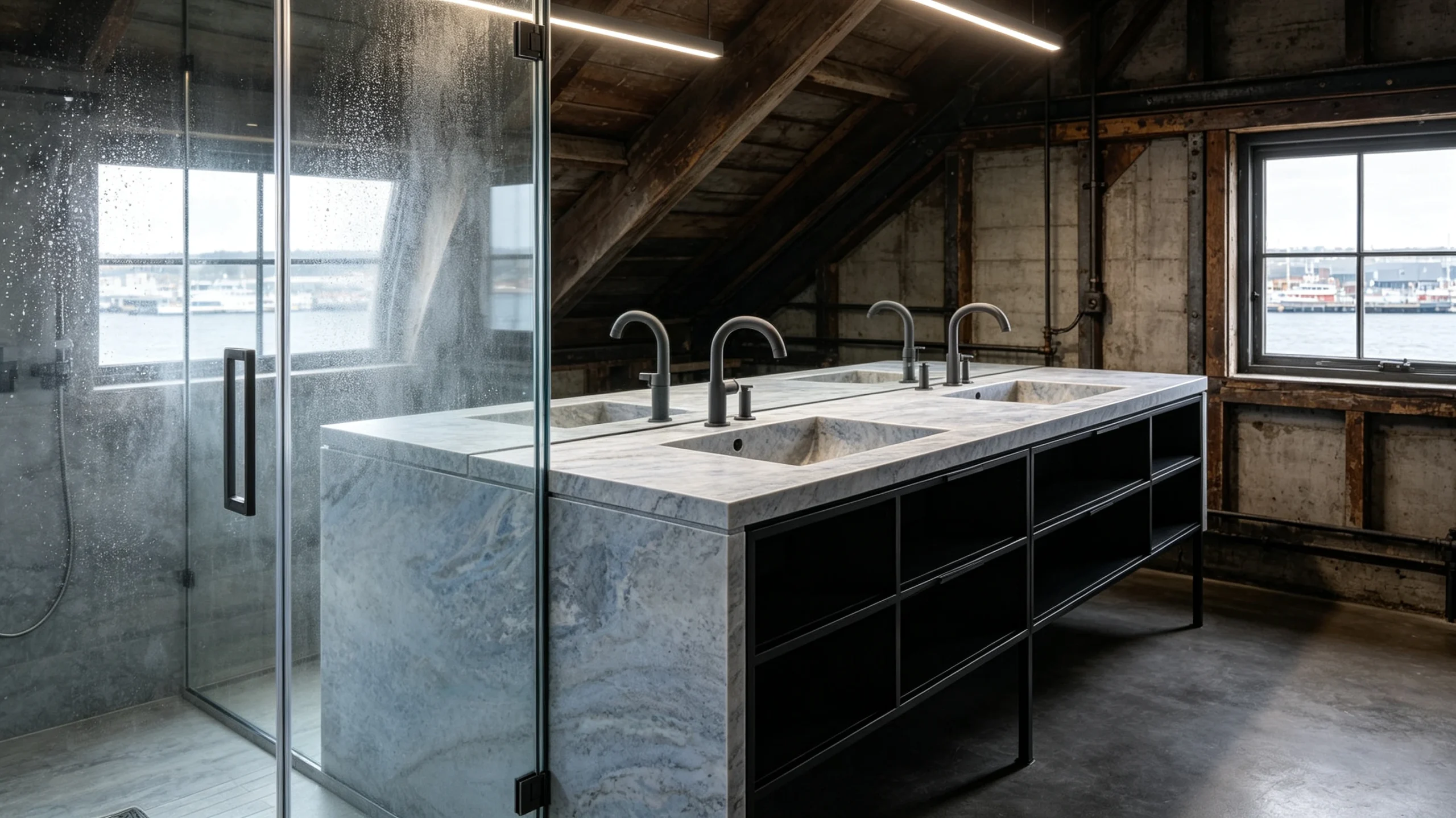 Crystalita Blue Stone Basyx Marble Bathroom Vanity