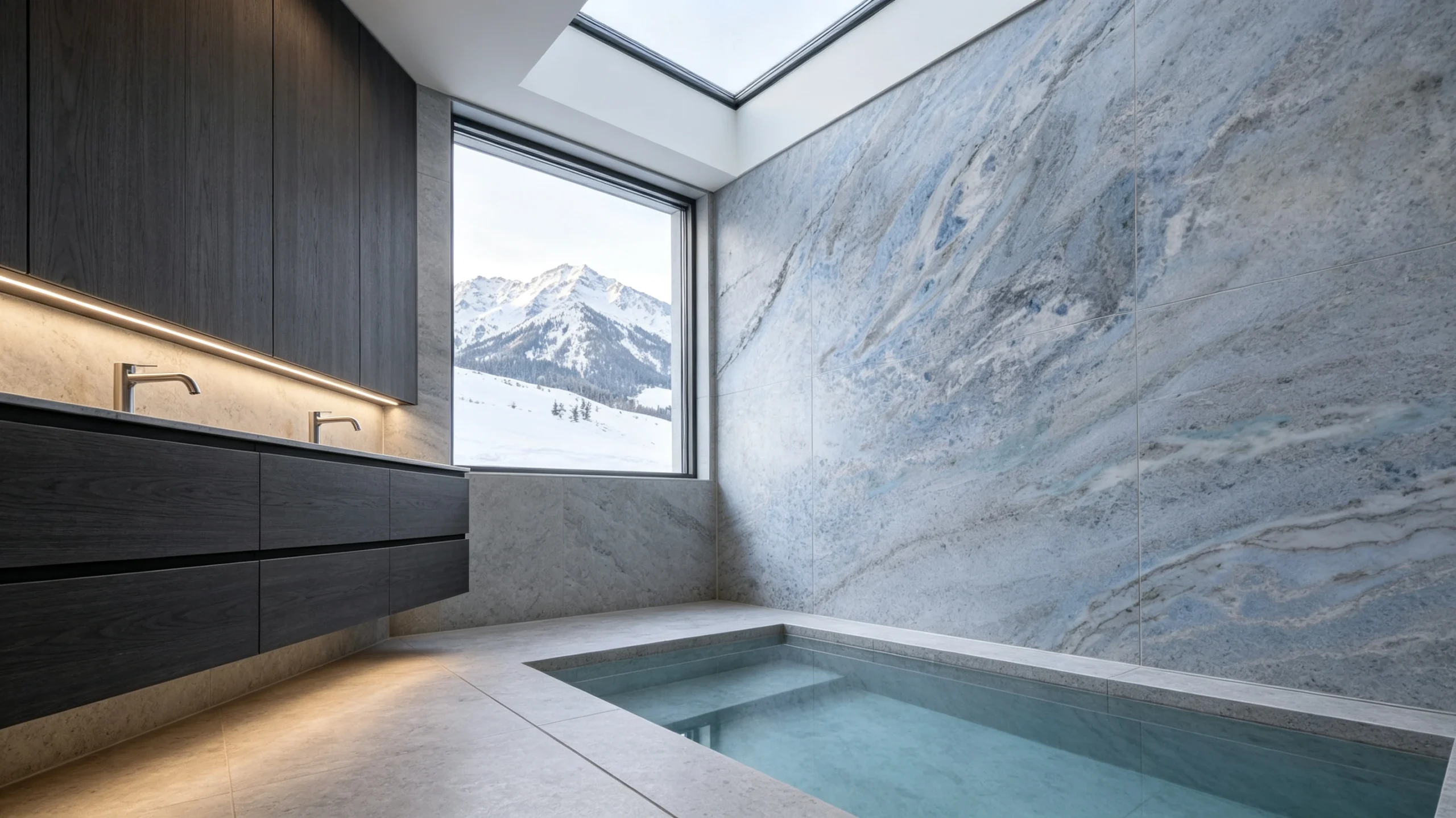 Crystalita Blue Stone Basyx Marble Bathroom Wall