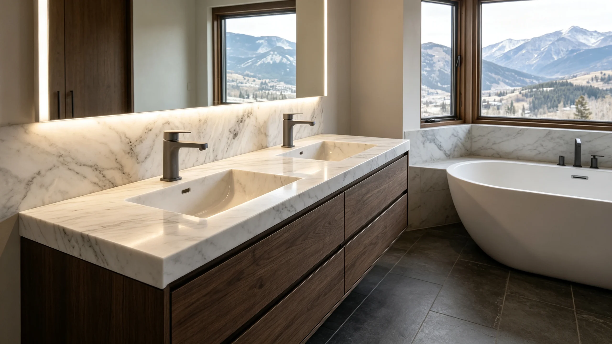 Crystalita White Stone Basyx Marble Bathroom Vanity