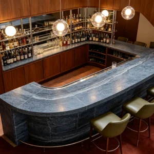 Deep Blue Honed Marble Bar