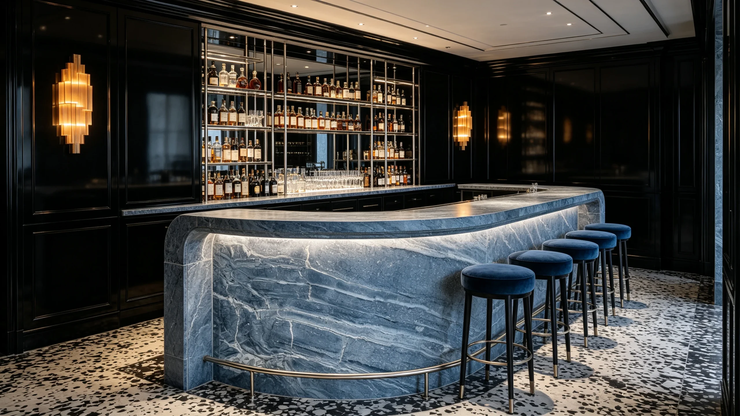 Dover Blue Honed Stone Basyx Marble Bar