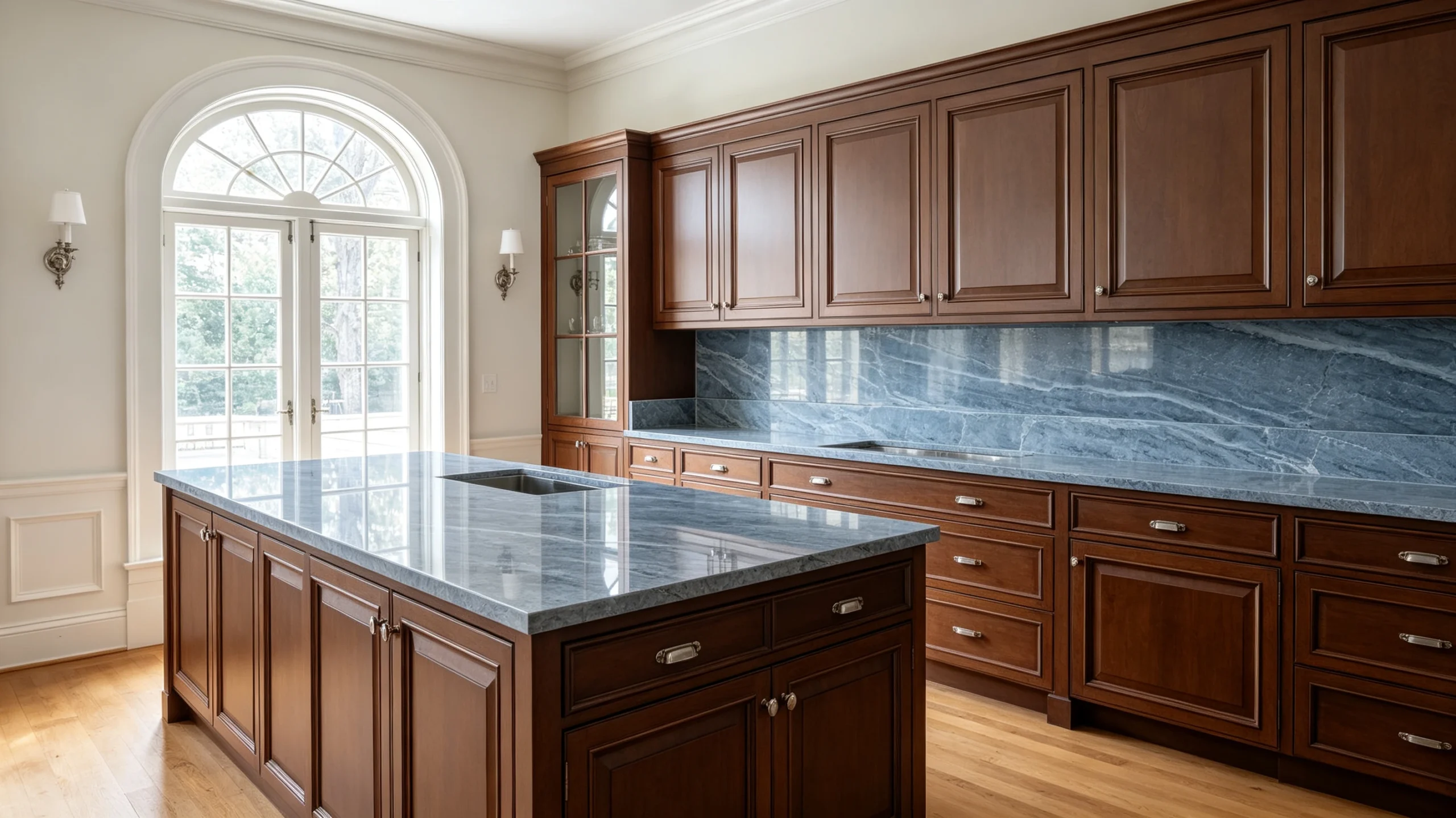 Dover Blue Honed Stone Basyx Marble Butler Pantry
