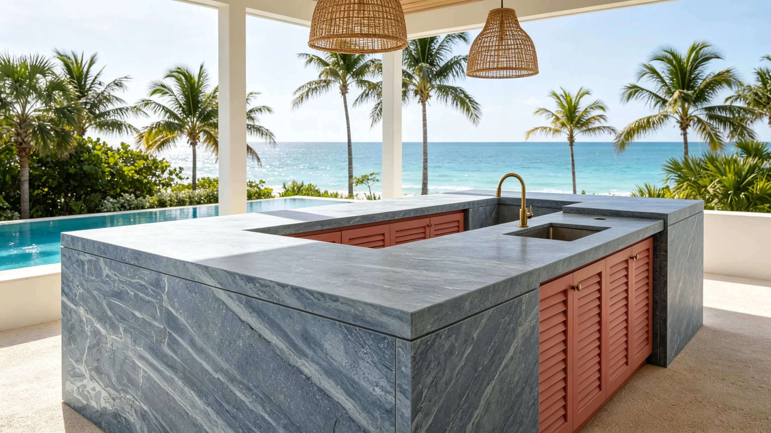 Dover Blue Honed Stone Basyx Marble Bar