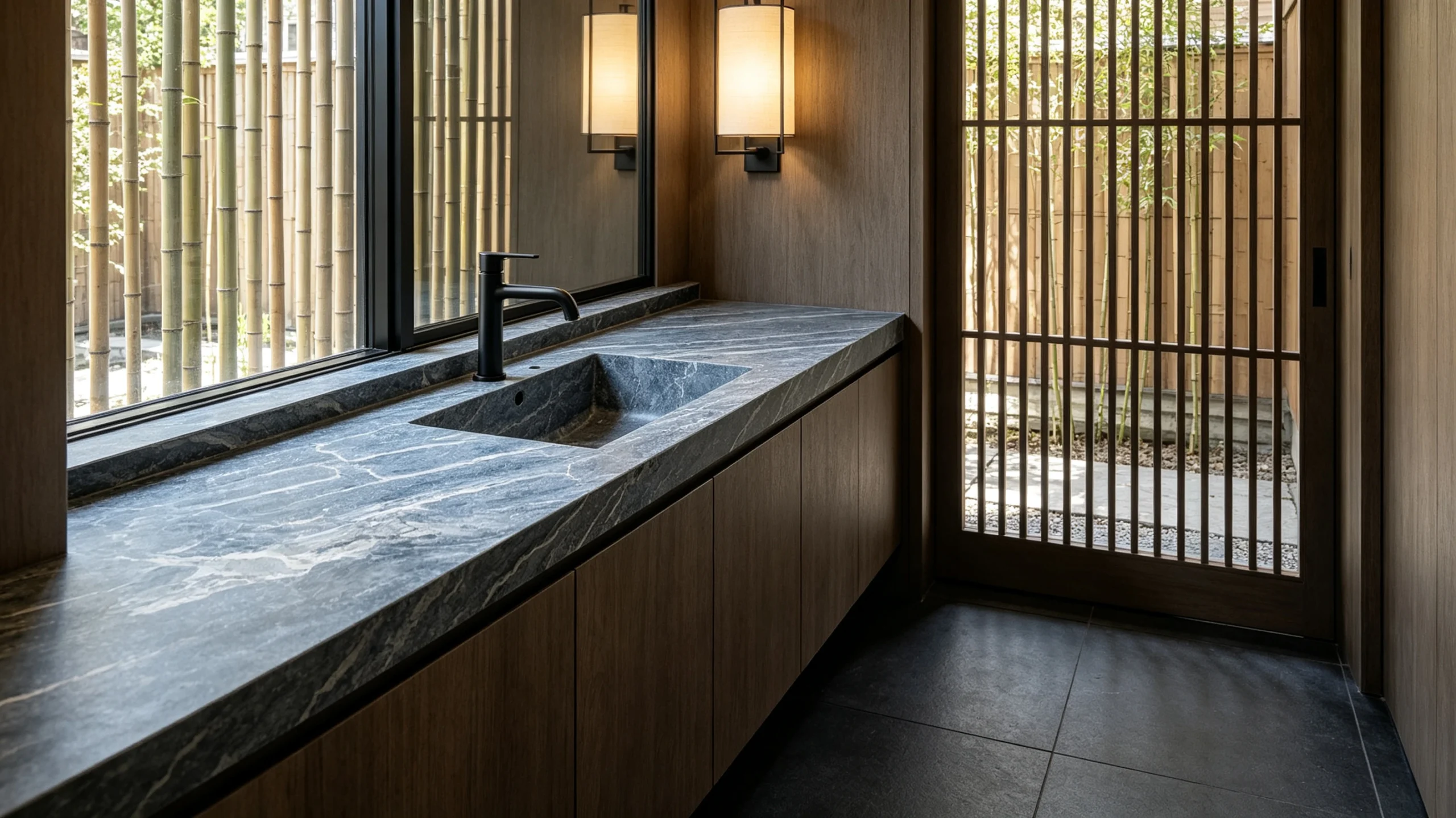 Dover Blue Honed Stone Basyx Marble Wash Station