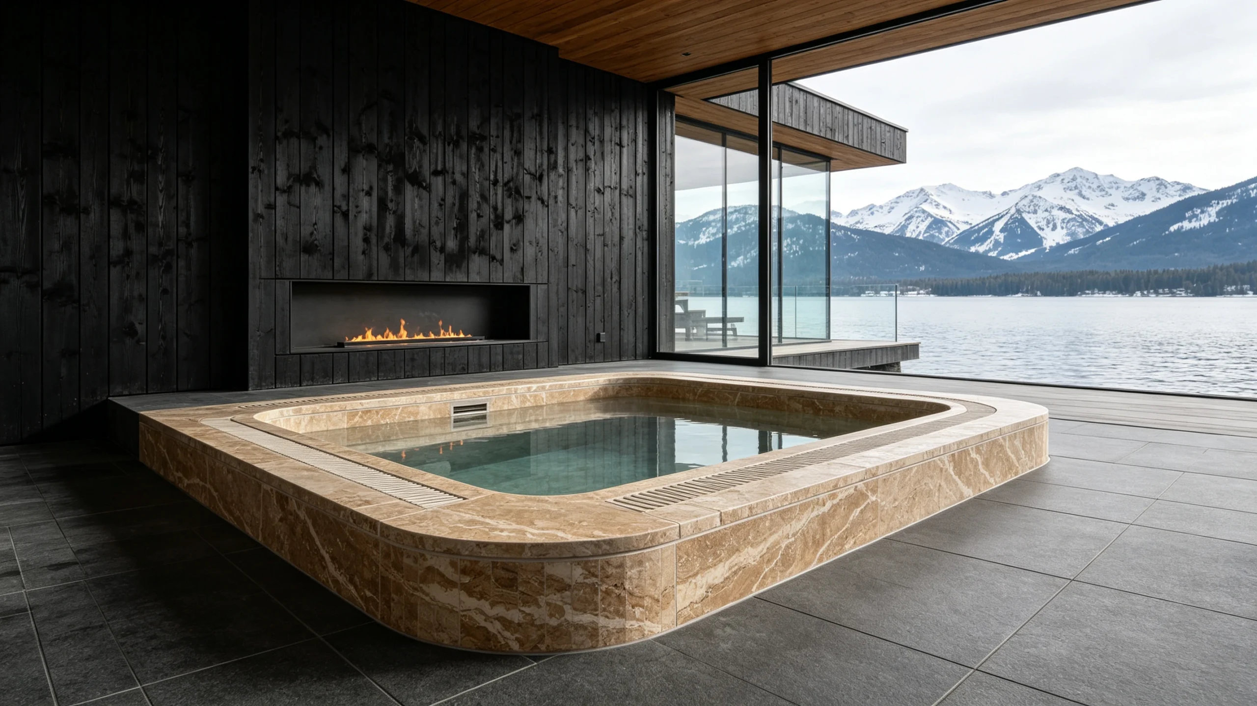Glaciers Marble Hot-tub Surround
