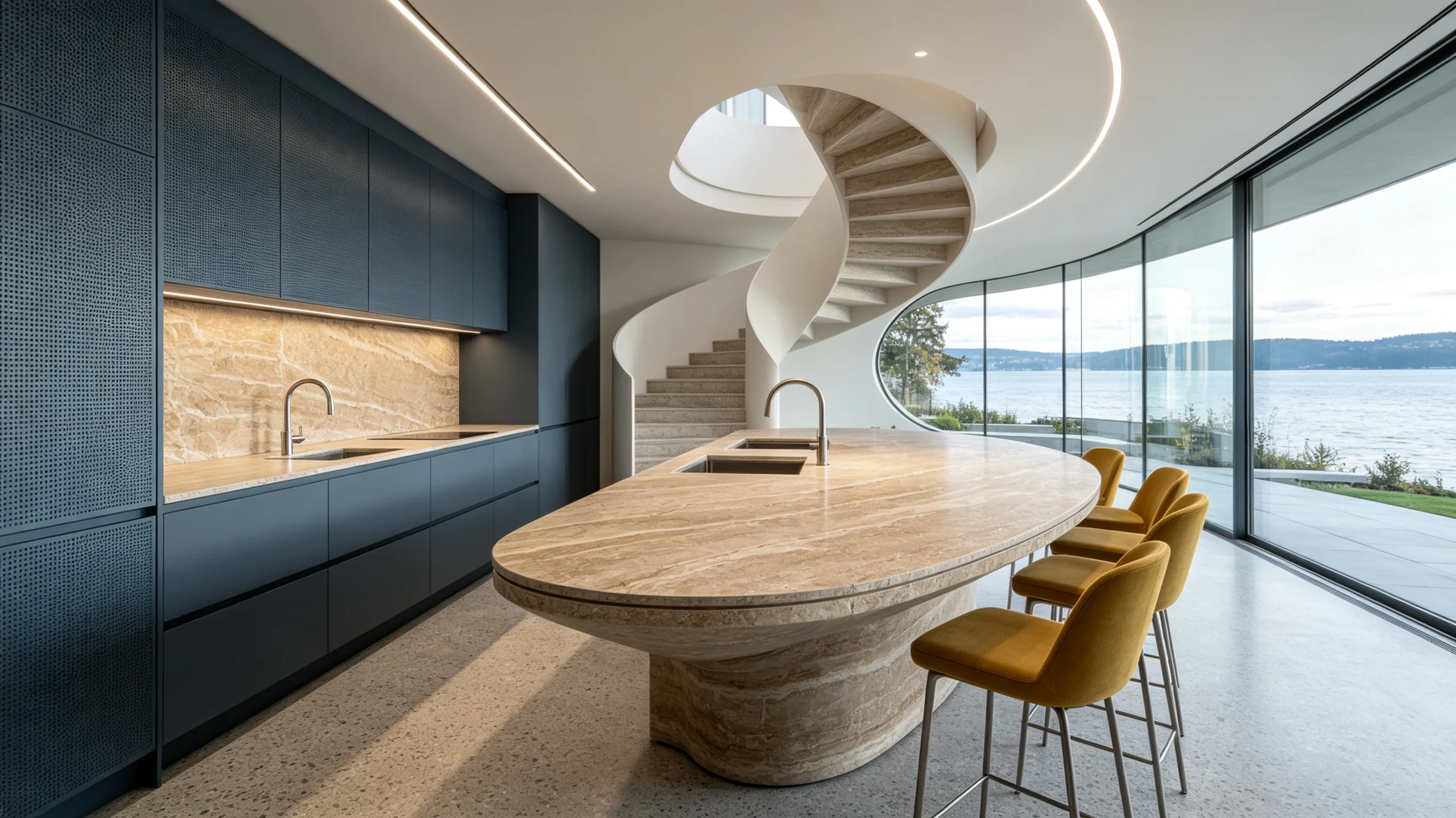 Glaciers Marble Kitchen Island
