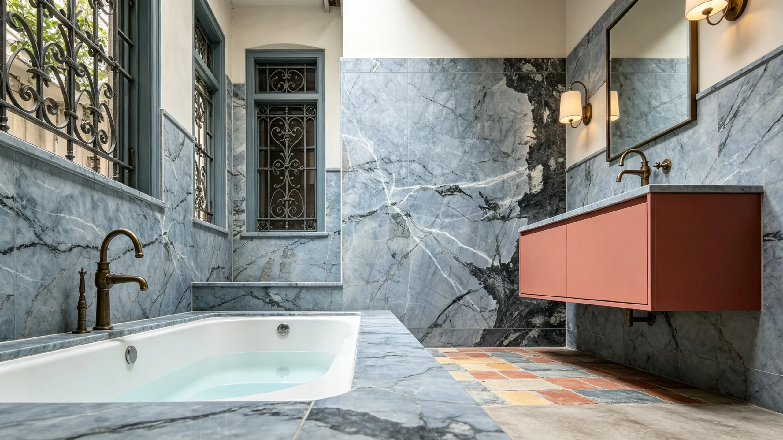 Iceberg Blue Rq Marble Bathroom Wall
