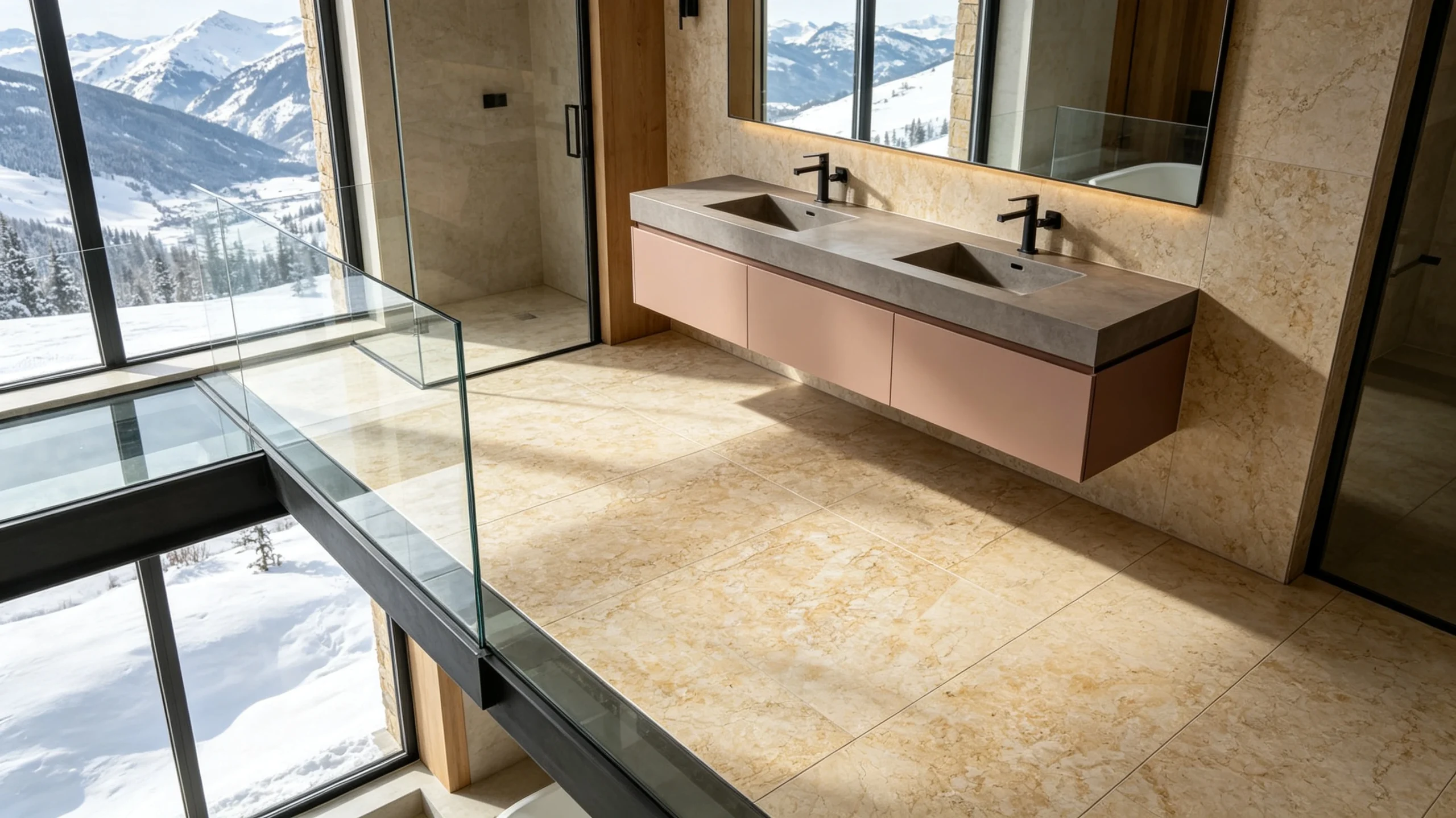 Jerusalem Gold Marble Bathroom Floor