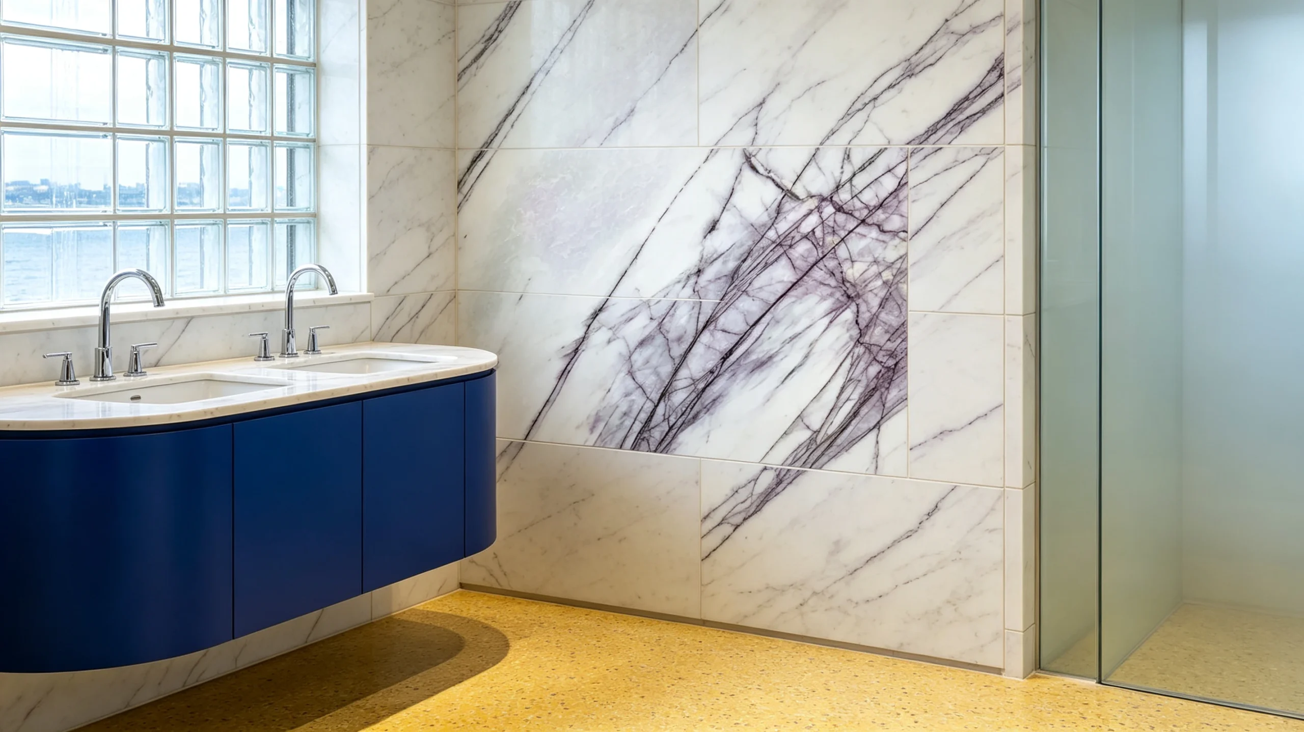 Lilac New York Rq Marble Bathroom Wall