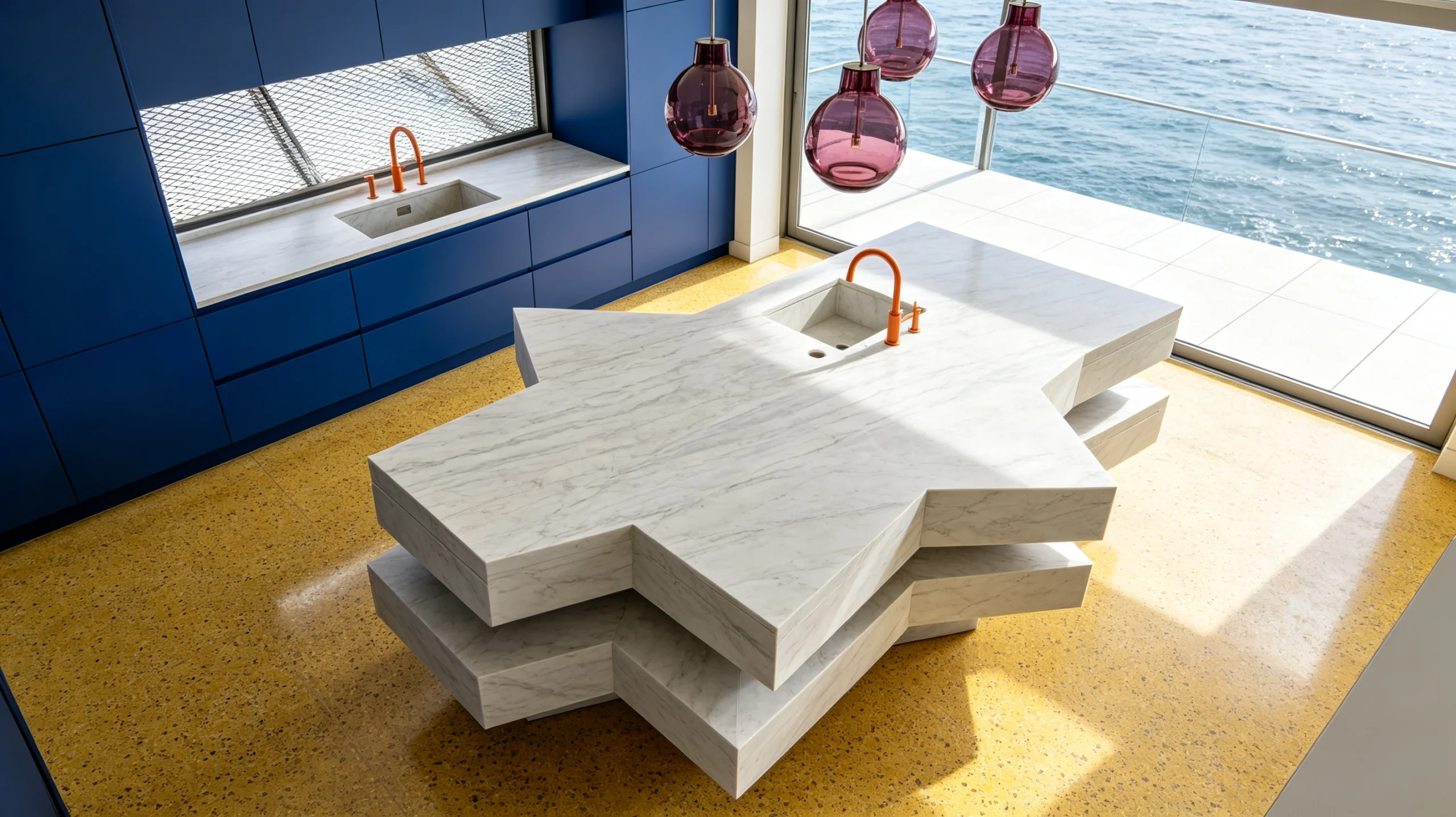 Milano Zucchi Stones Marble Kitchen Island
