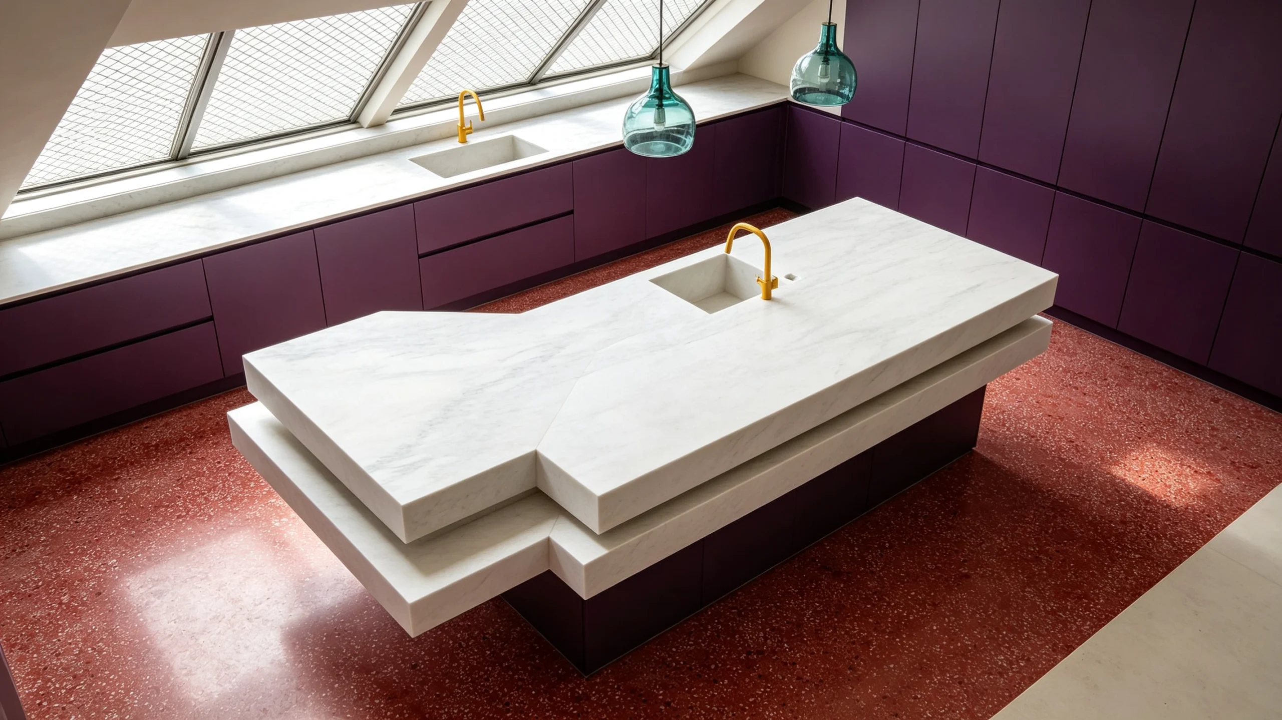 Mountain White Danby Honed Marble Bathroom Backsplash