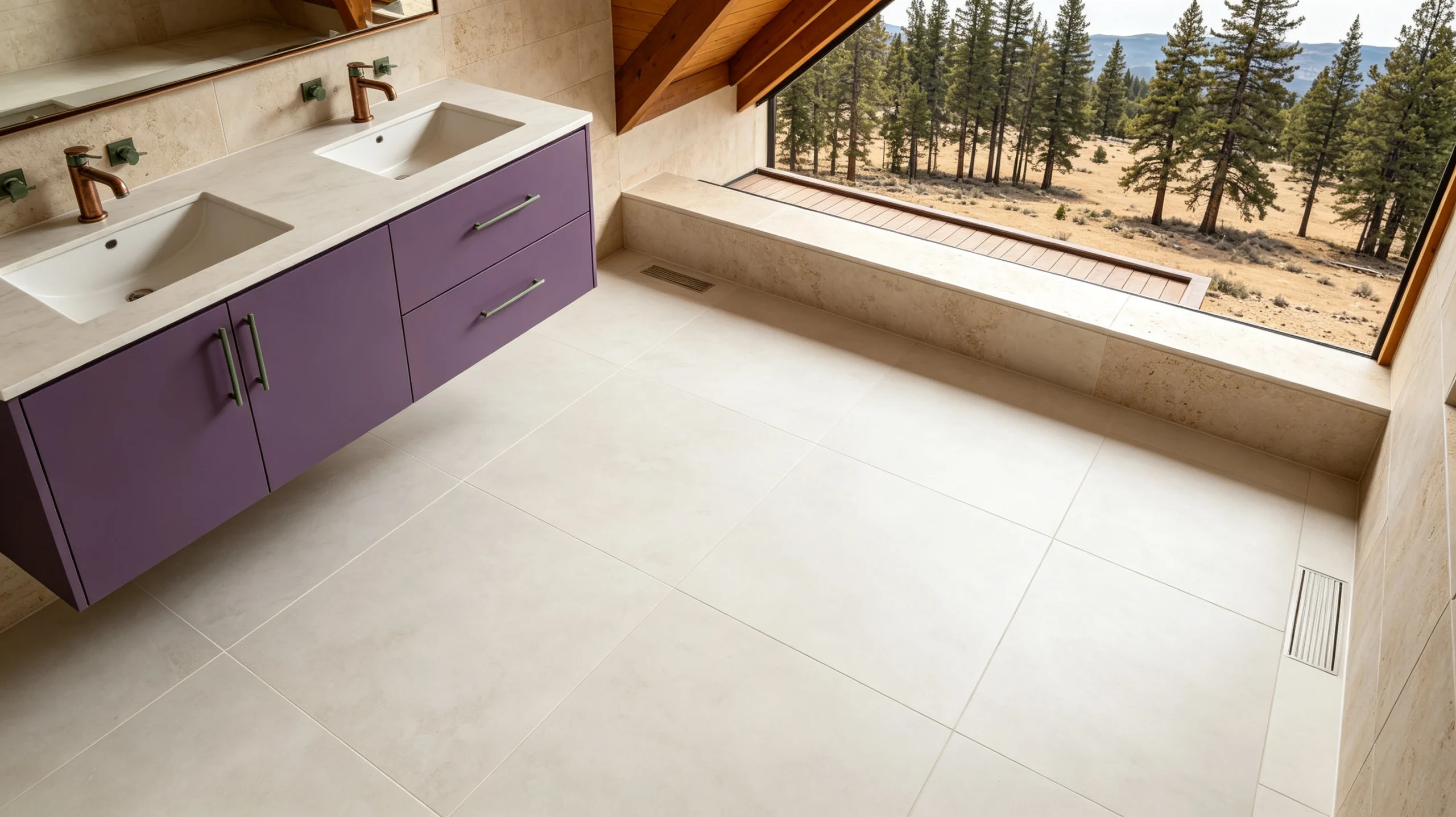 Mountain White Danby Honed Marble Bathroom Floor