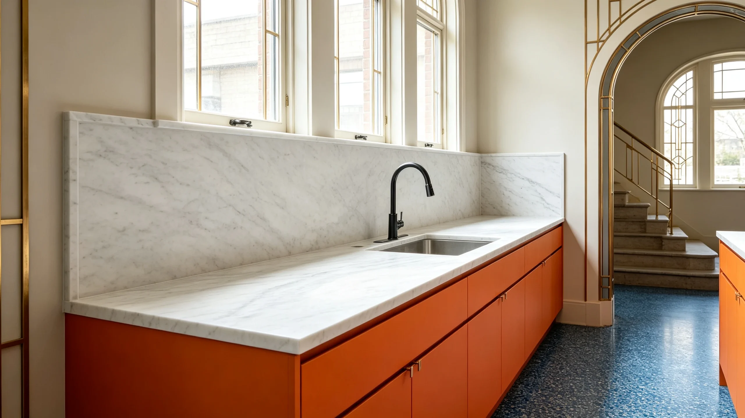 Mountain White Danby Honed Marble Bathroom Vanity