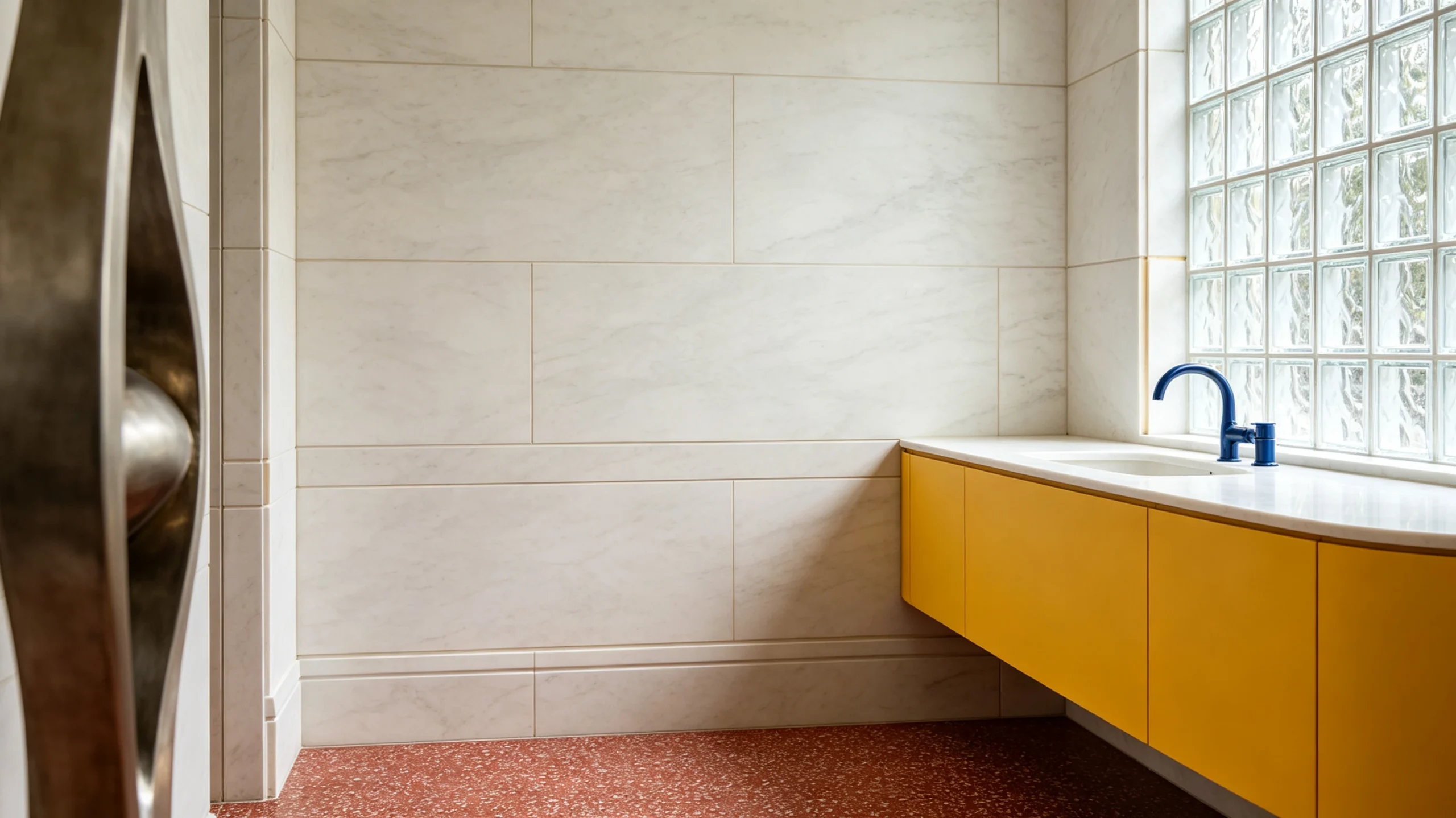 Mountain White Danby Honed Marble Bathroom Wall