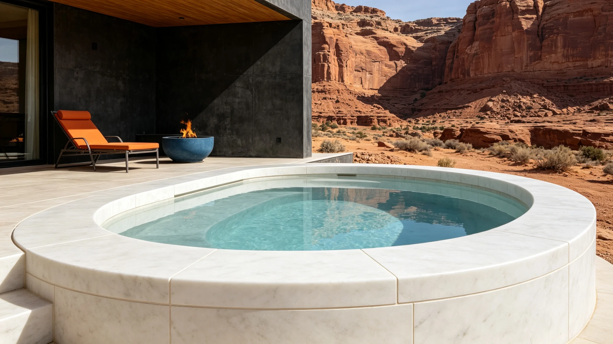 Mountain White Danby Honed Marble Hot-tub Surround