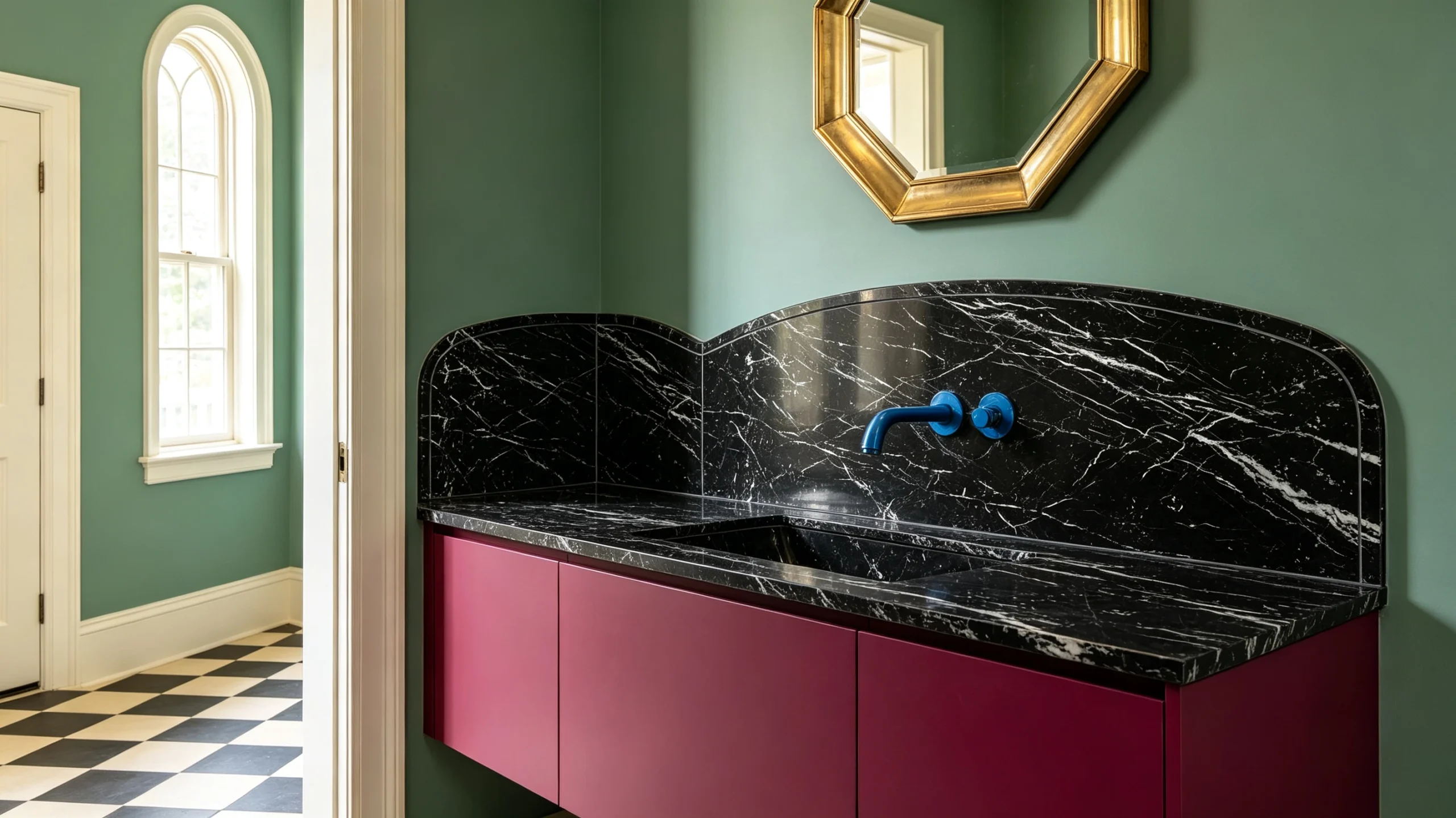 Nero Marquina Rq Marble Bathroom Backsplash