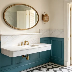 Noble White Marble Bathroom Backsplash