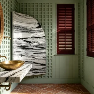Panda Calacatta Black White Rq Marble Bathroom Backsplash