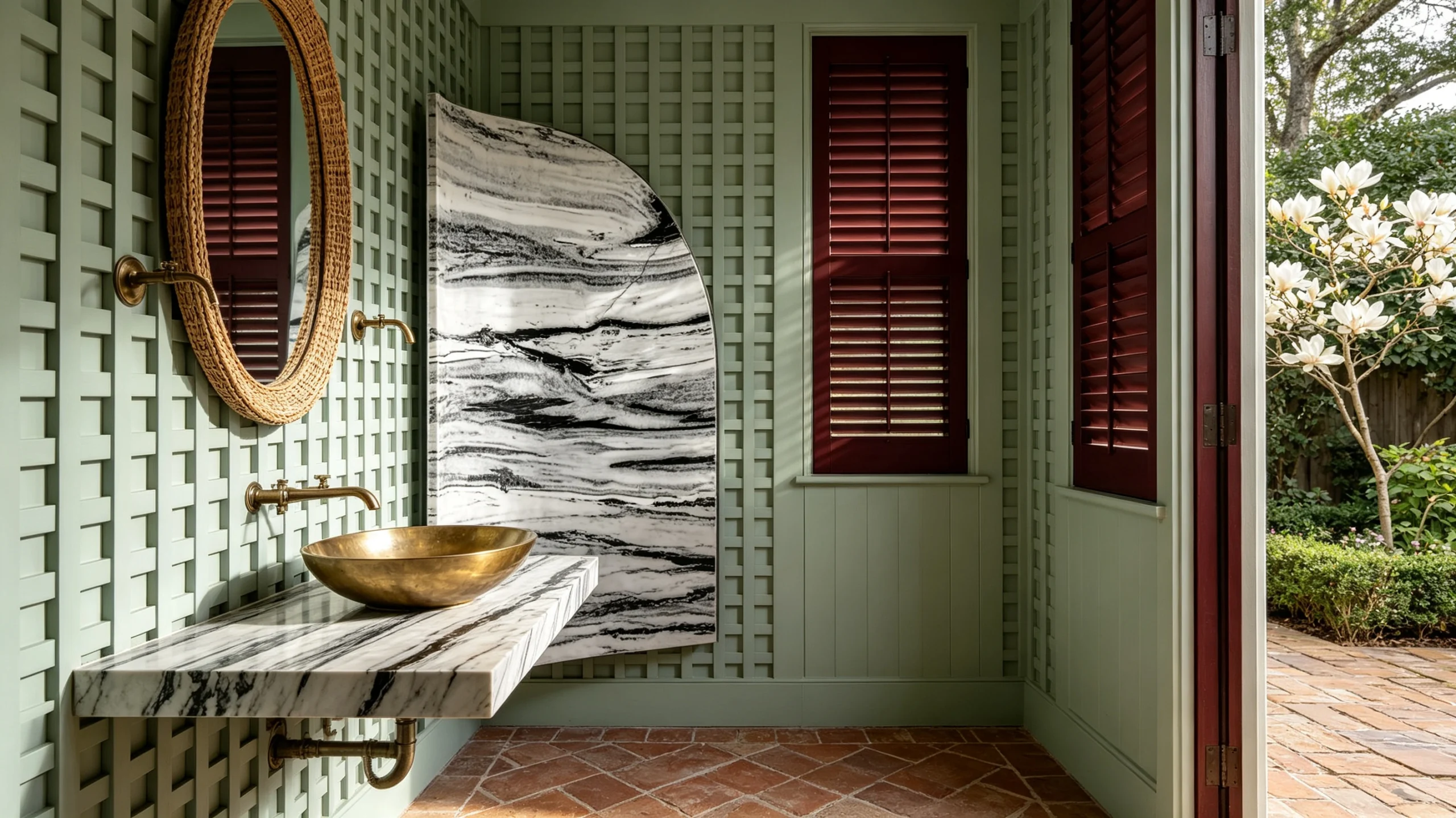Panda Calacatta Black White Rq Marble Bathroom Backsplash