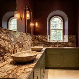 Rain Forest Brown Rq Marble Bathroom Backsplash