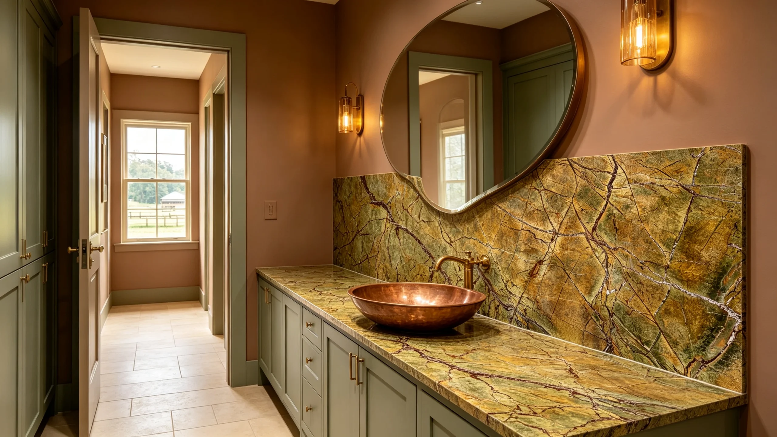 Rain Forest Marble Bathroom Backsplash
