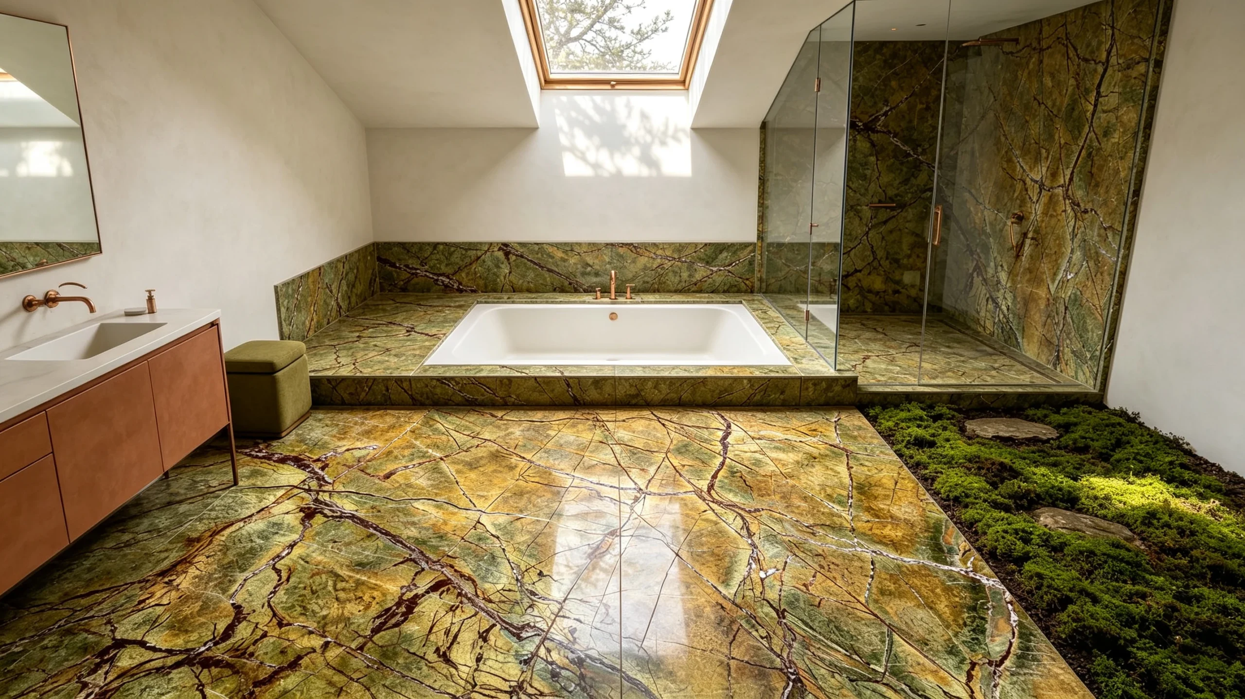 Rain Forest Marble Bathroom Floor