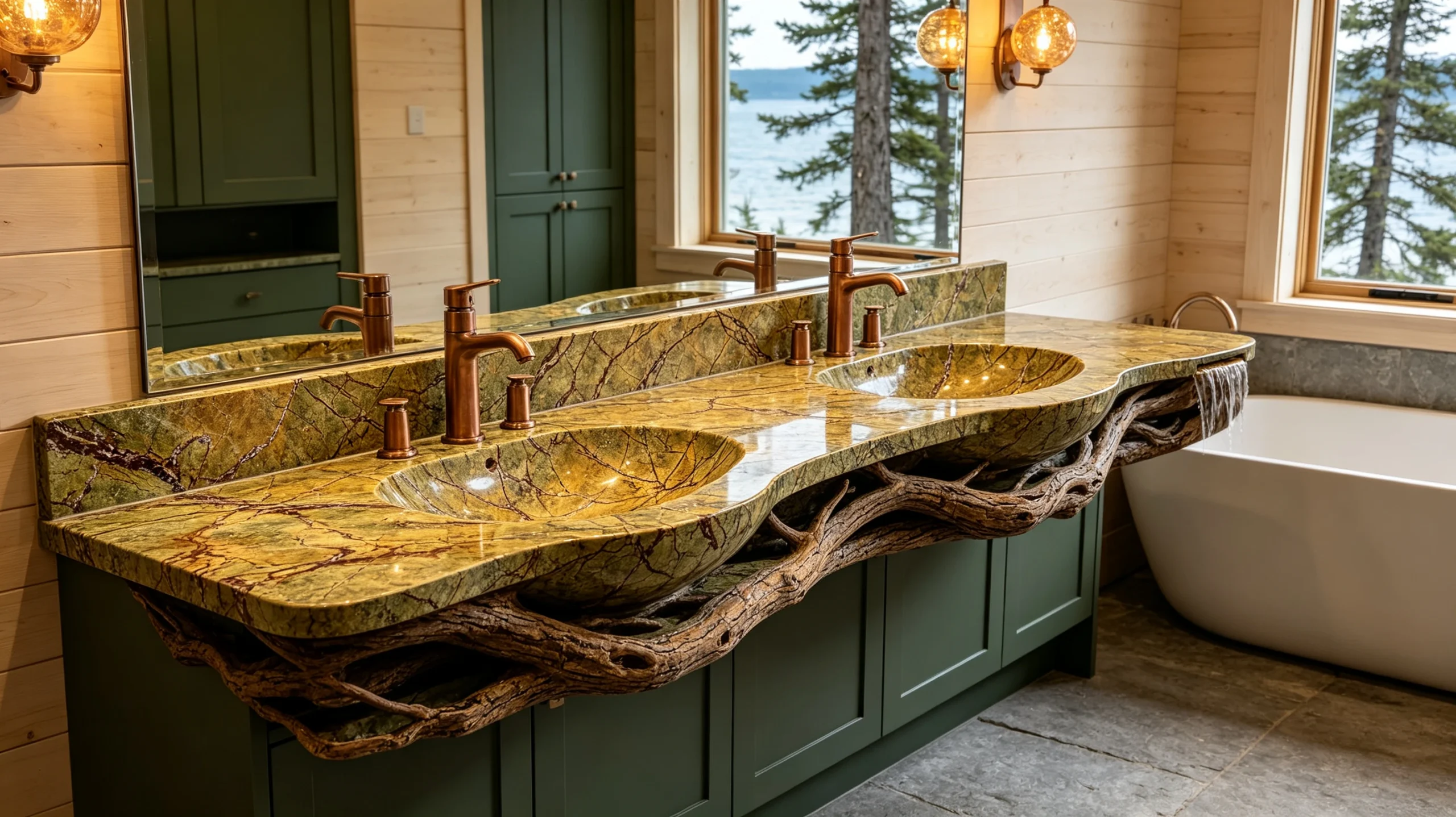 Rain Forest Marble Bathroom Vanity