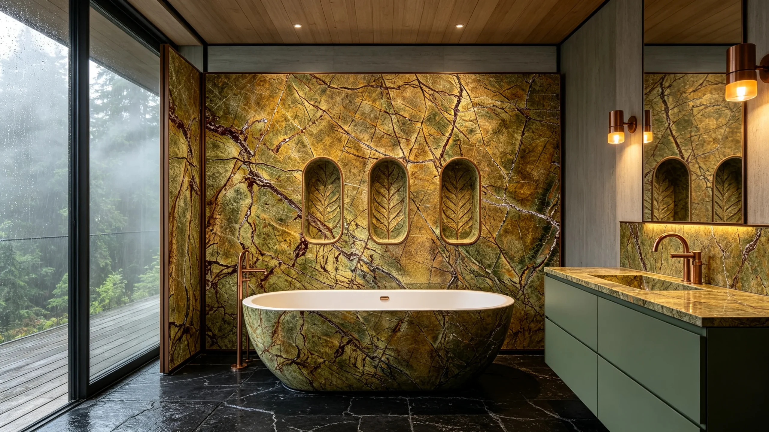 Rain Forest Marble Bathroom Wall