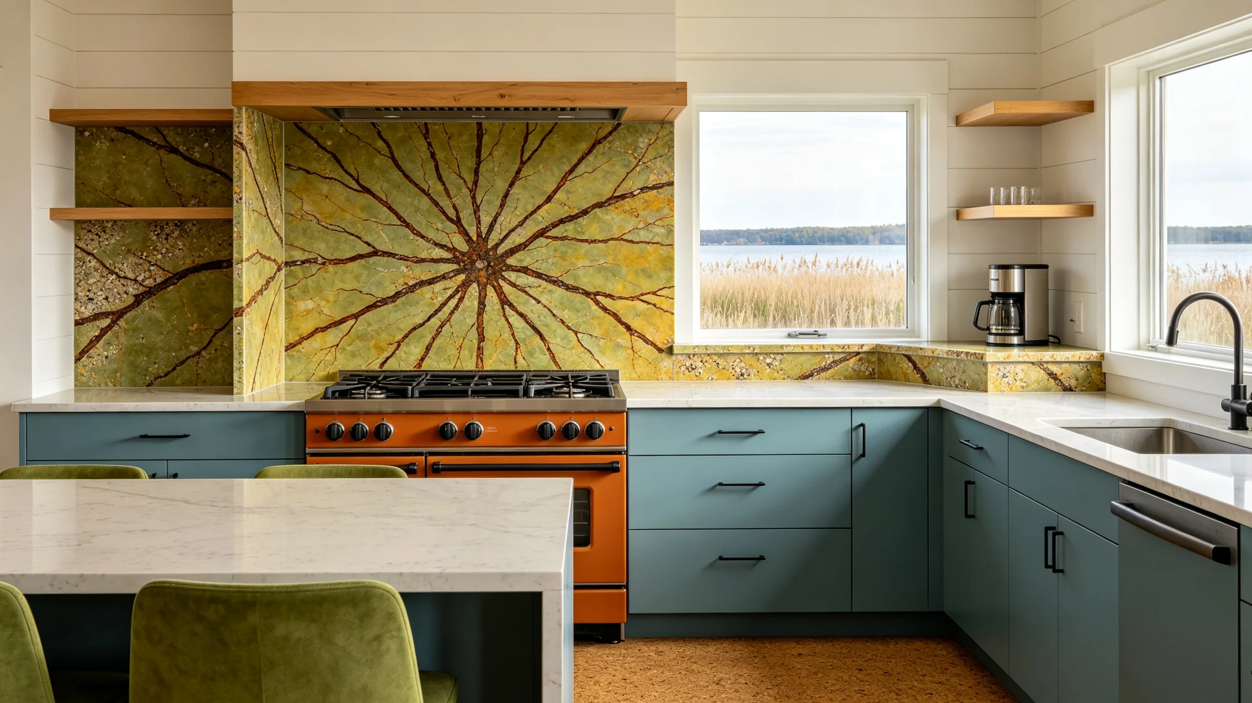 Rain Forest Marble Kitchen Backsplash