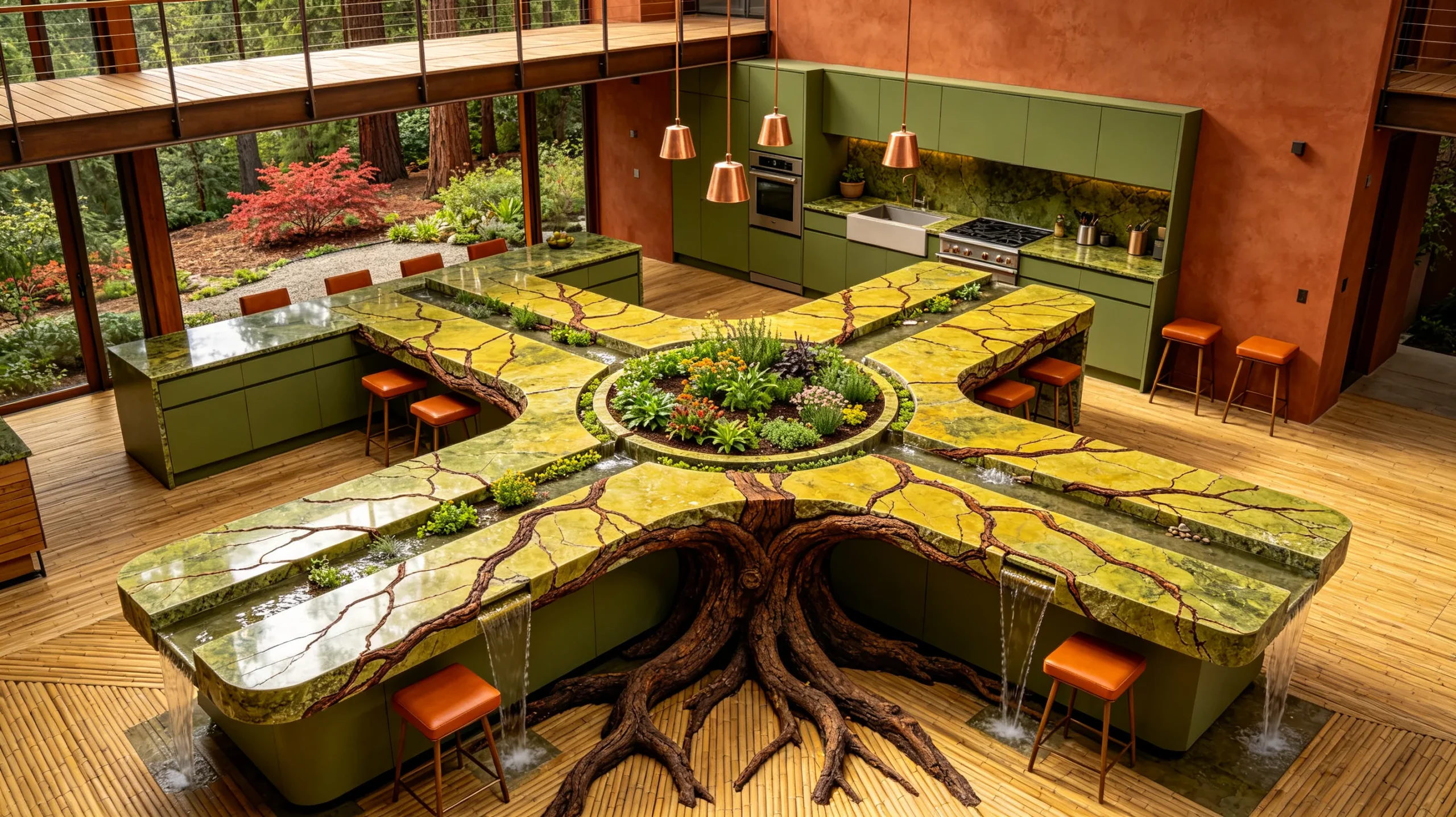 Rain Forest Marble Kitchen Island