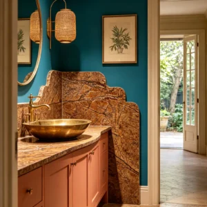 Rainforest Brown Marble Bathroom Backsplash