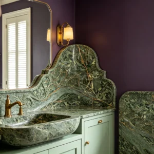 Rainforest Green Marble Bathroom Backsplash
