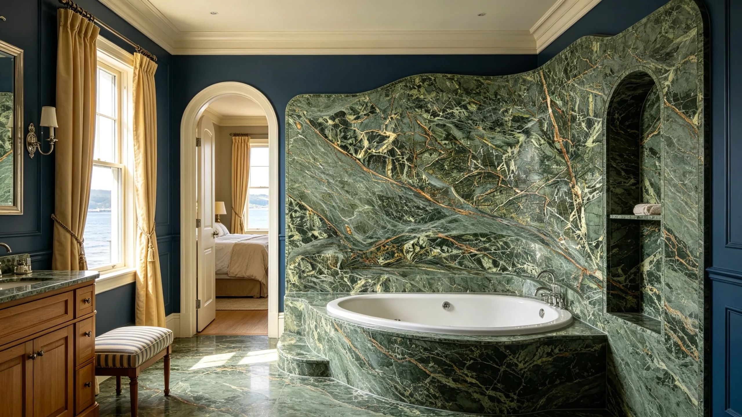 Rainforest Green Marble Bathroom Wall